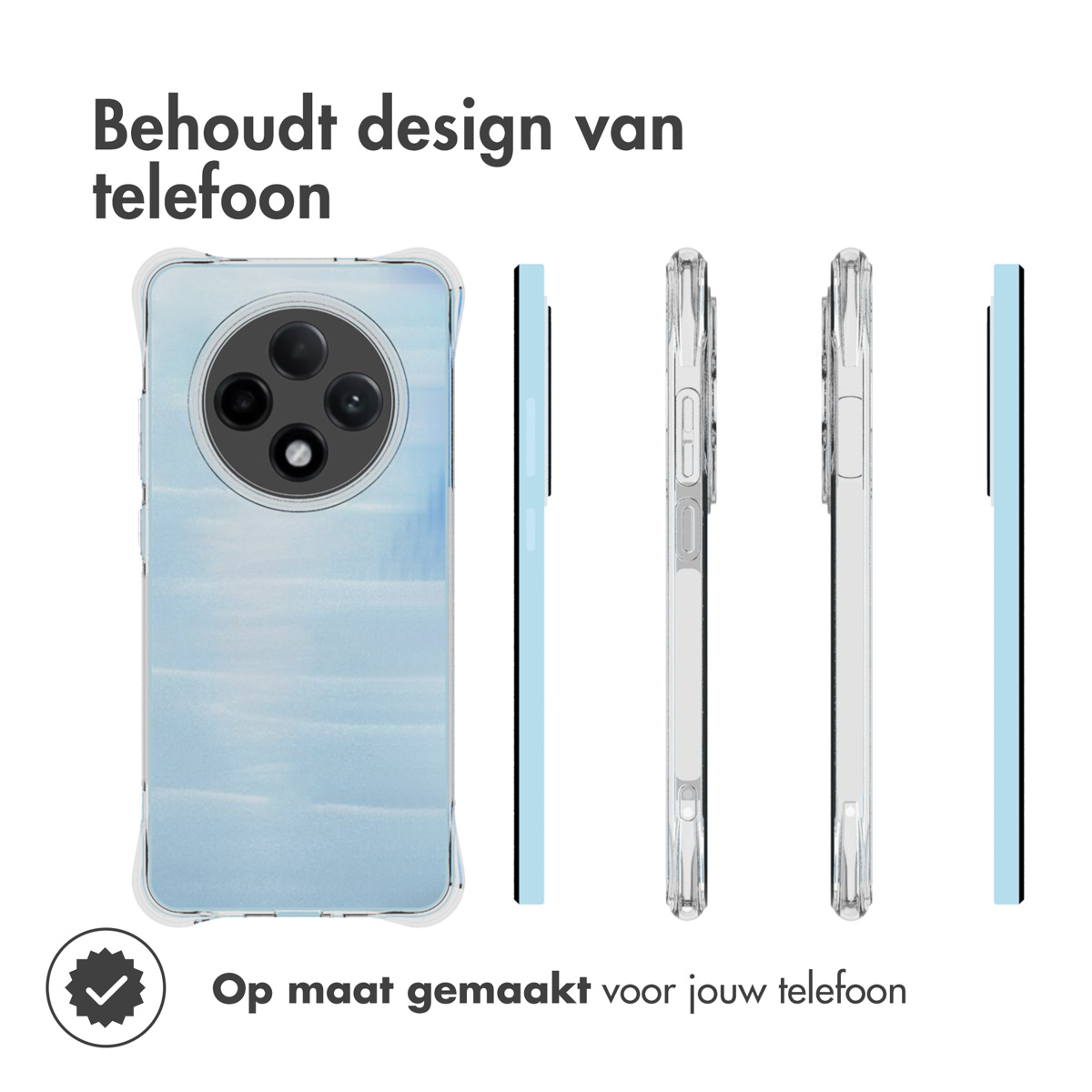 Telefonhüllen-Set, transparent mit blauem Wolkendesign, zeigt das Design des Telefons.