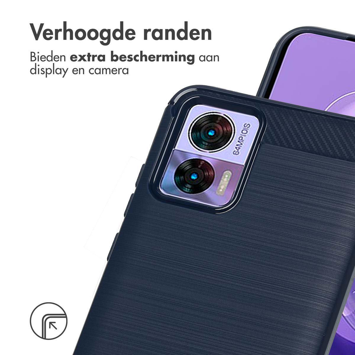 IMOSHION Brushed Backcover - Geschikt voor Motorola Edge 30 Neo - Telefoonhoesje voor Motorola Motorola Edge 30 Neo Donkerblauw