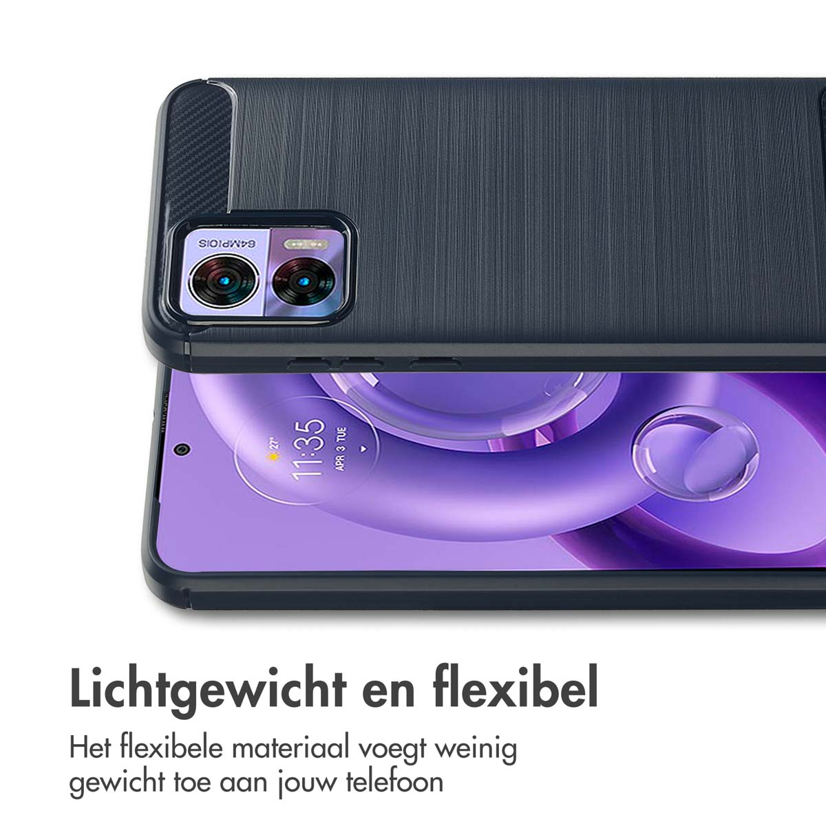 IMOSHION Brushed Backcover - Geschikt voor Motorola Edge 30 Neo - Telefoonhoesje voor Motorola Motorola Edge 30 Neo Donkerblauw
