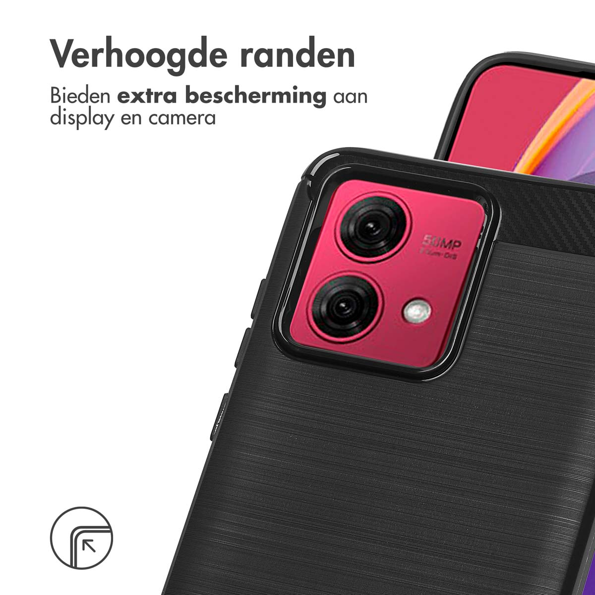 IMOSHION Brushed Backcover - Geschikt voor Motorola Moto G84 - Telefoonhoesje voor Motorola Motorola Moto G84 Zwart