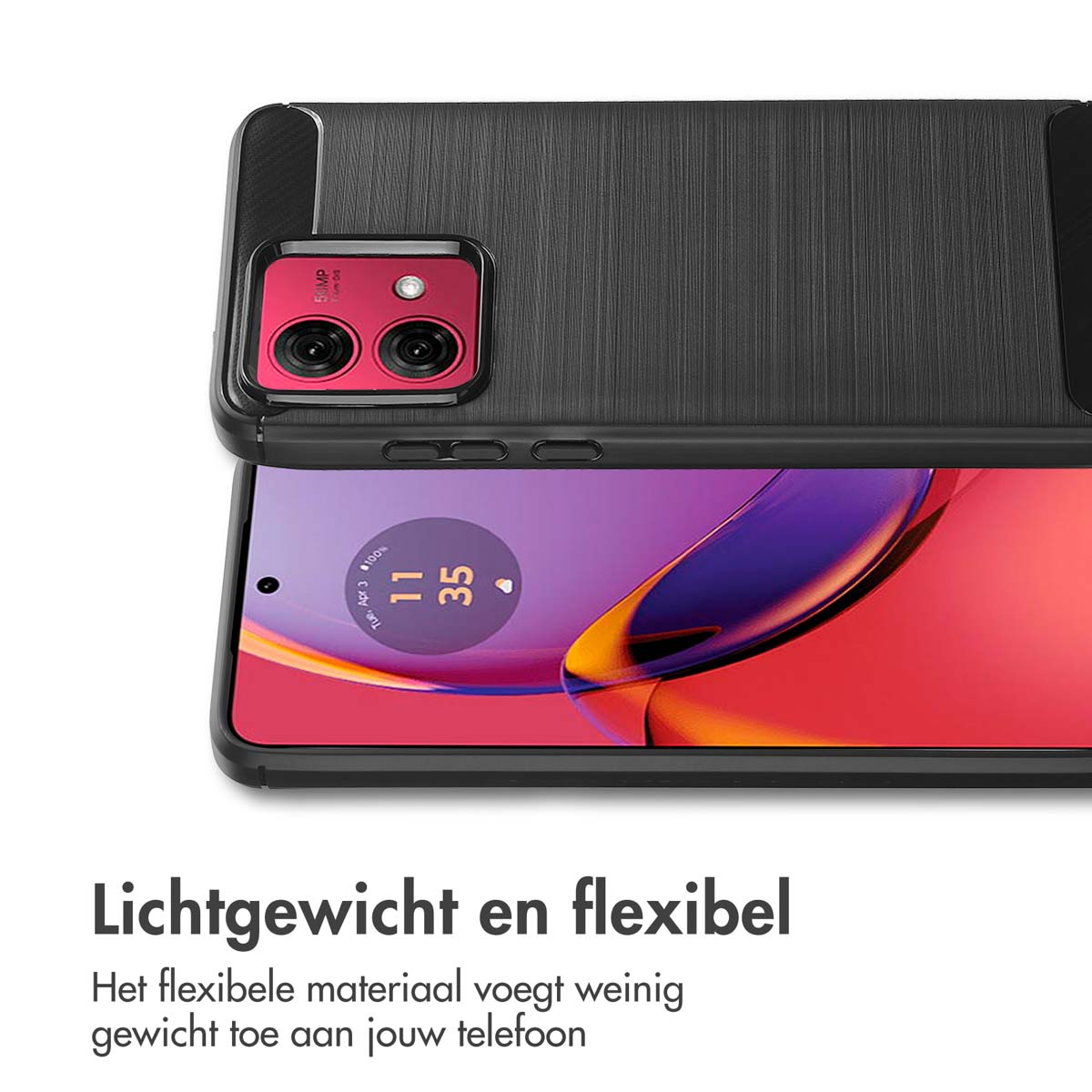 IMOSHION Brushed Backcover - Geschikt voor Motorola Moto G84 - Telefoonhoesje voor Motorola Motorola Moto G84 Zwart