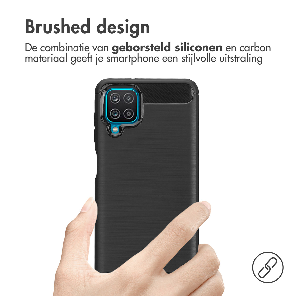IMOSHION Brushed Backcover adatta per Samsung Galaxy A12 Cover per Samsung Galaxy A12, Nero, Blu