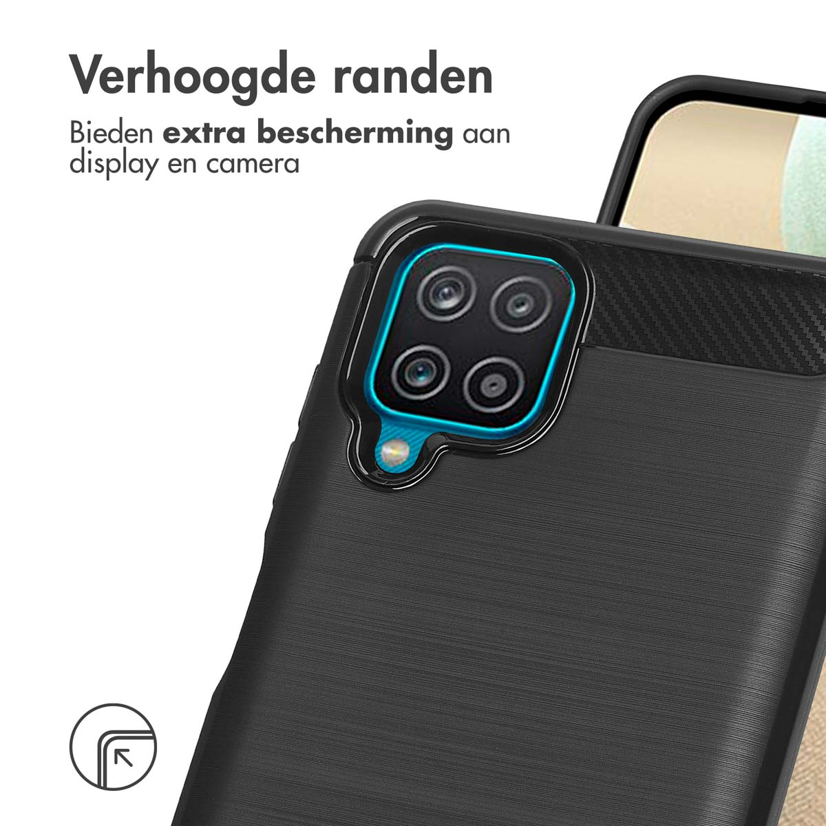 IMOSHION Brushed Backcover adatta per Samsung Galaxy A12 Cover per Samsung Galaxy A12, Nero, Blu