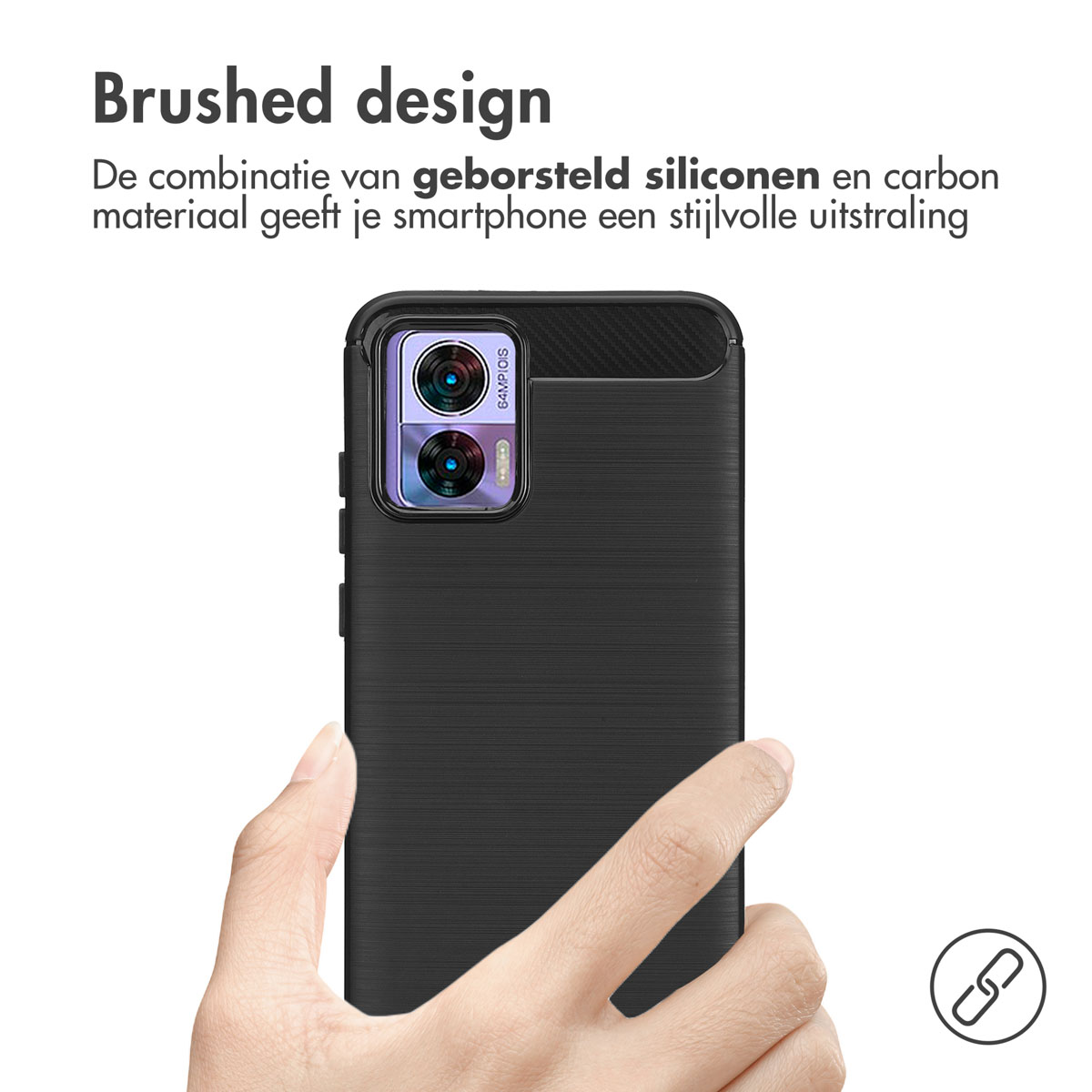 IMOSHION Brushed Backcover - Geschikt voor Motorola Edge 30 Neo - Telefoonhoesje voor Motorola Motorola Edge 30 Neo Zwart