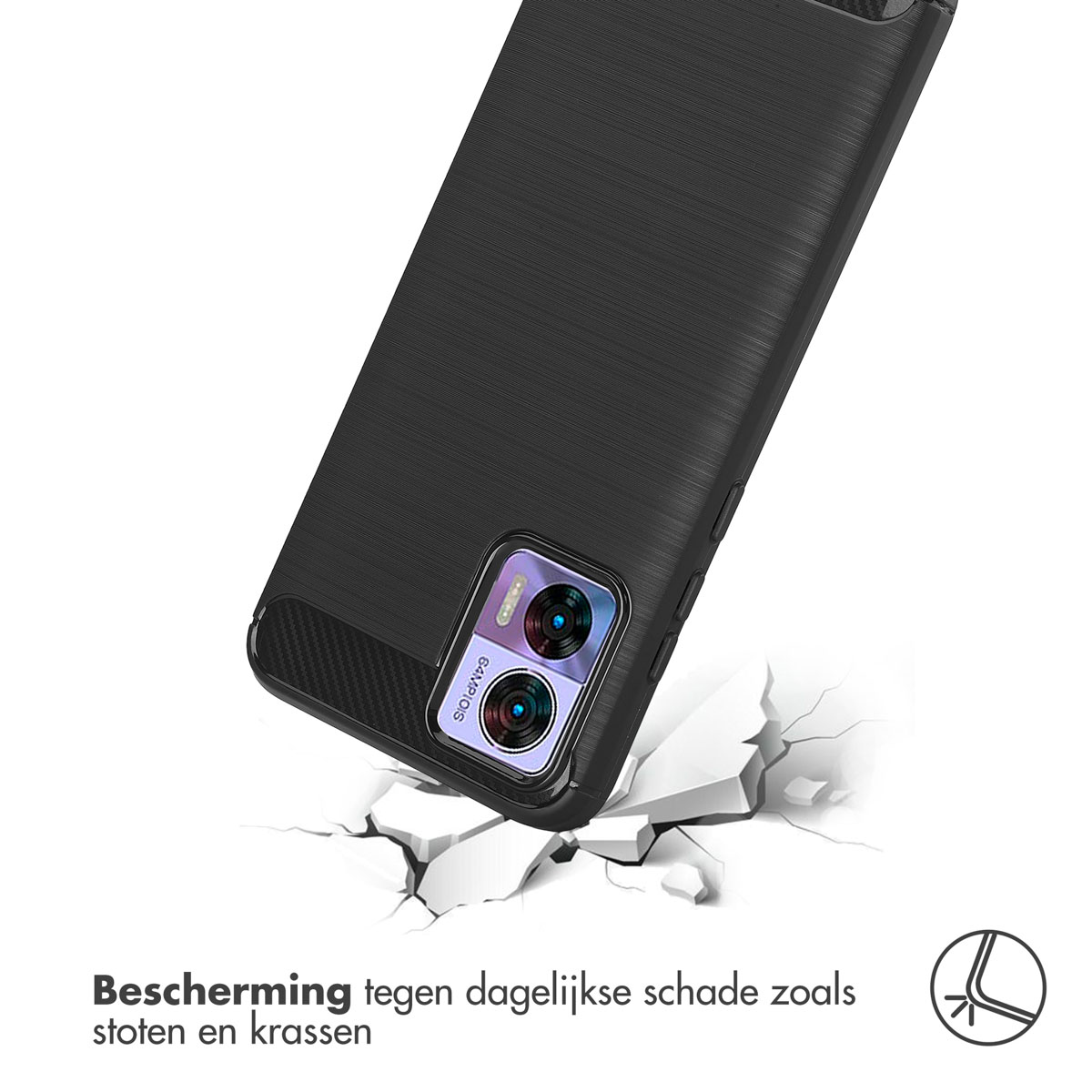 IMOSHION Brushed Backcover - Geschikt voor Motorola Edge 30 Neo - Telefoonhoesje voor Motorola Motorola Edge 30 Neo Zwart