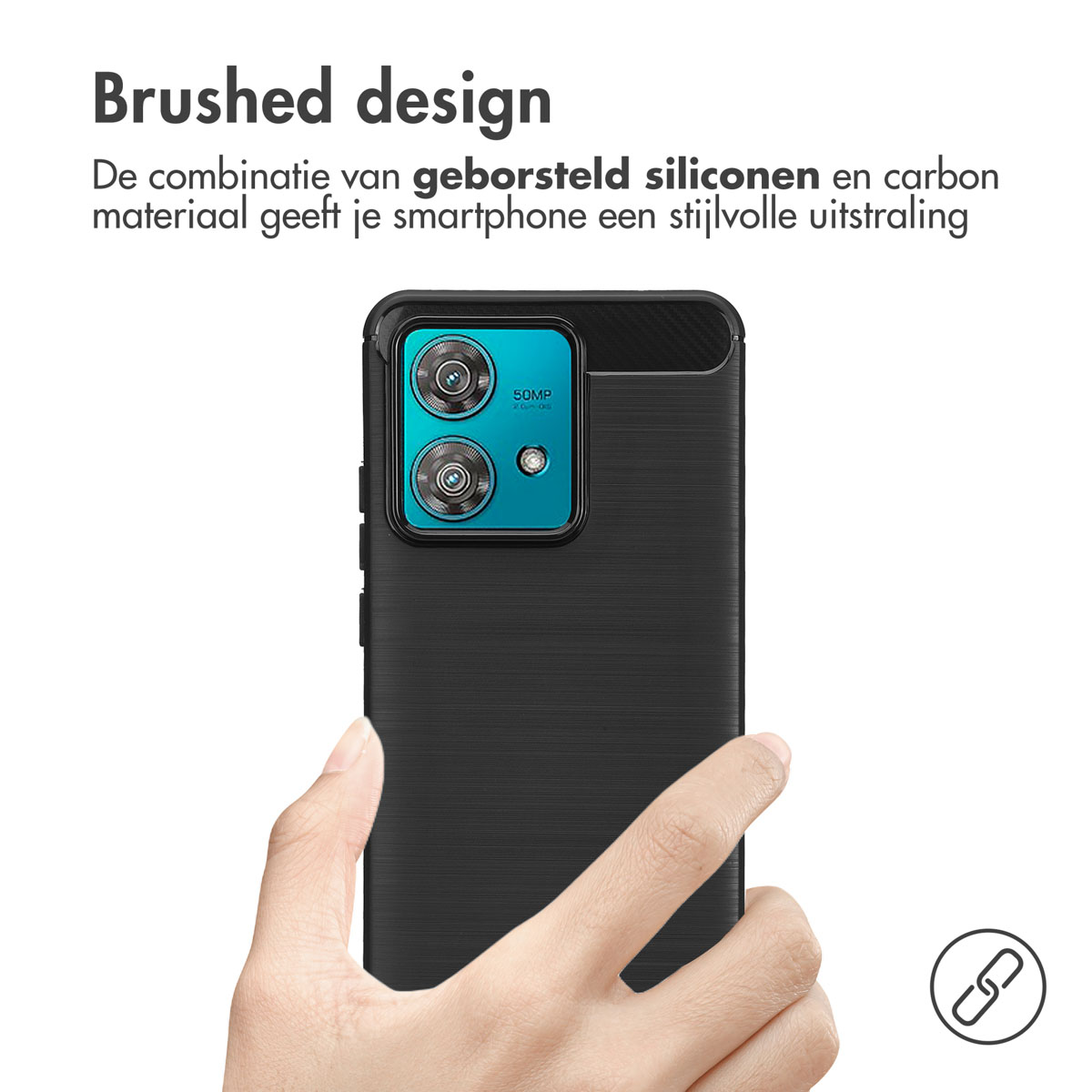 IMOSHION Brushed Backcover - Geschikt voor Motorola Edge 40 Neo - Telefoonhoesje voor Motorola Motorola Edge 40 Neo Zwart