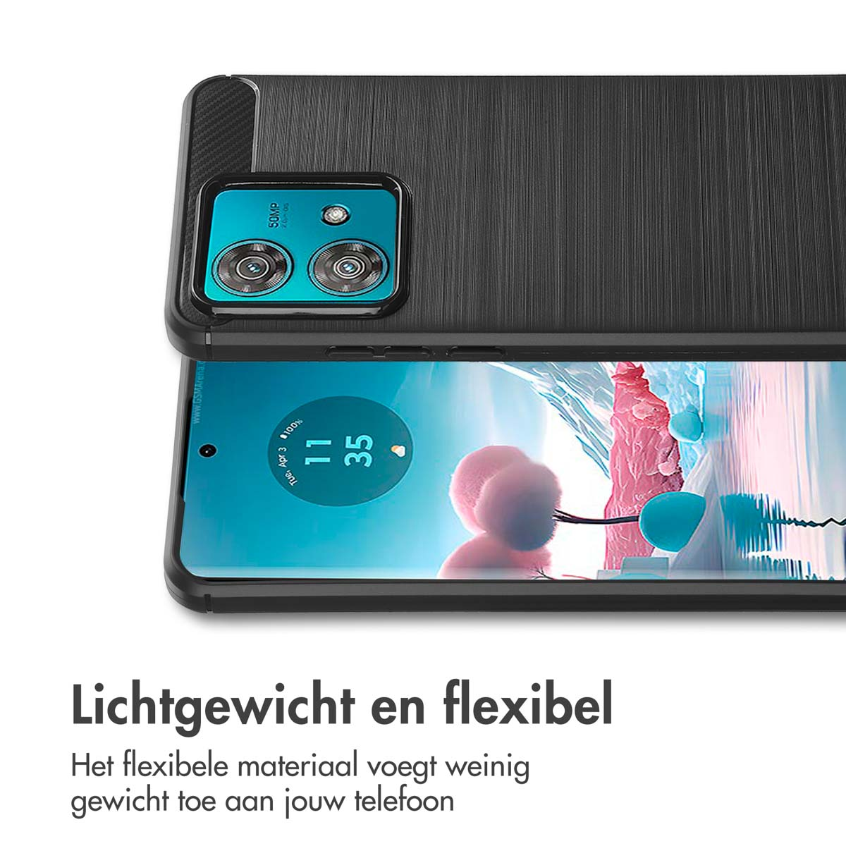 IMOSHION Brushed Backcover - Geschikt voor Motorola Edge 40 Neo - Telefoonhoesje voor Motorola Motorola Edge 40 Neo Zwart