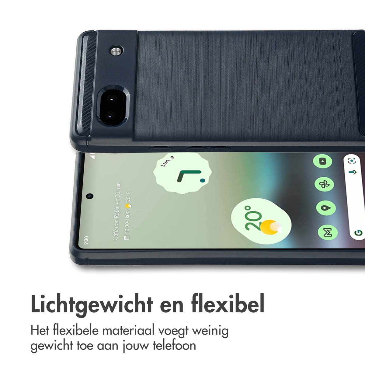 Ein Telefon in einer Hülle mit Wetteranzeige, leicht und flexibel.