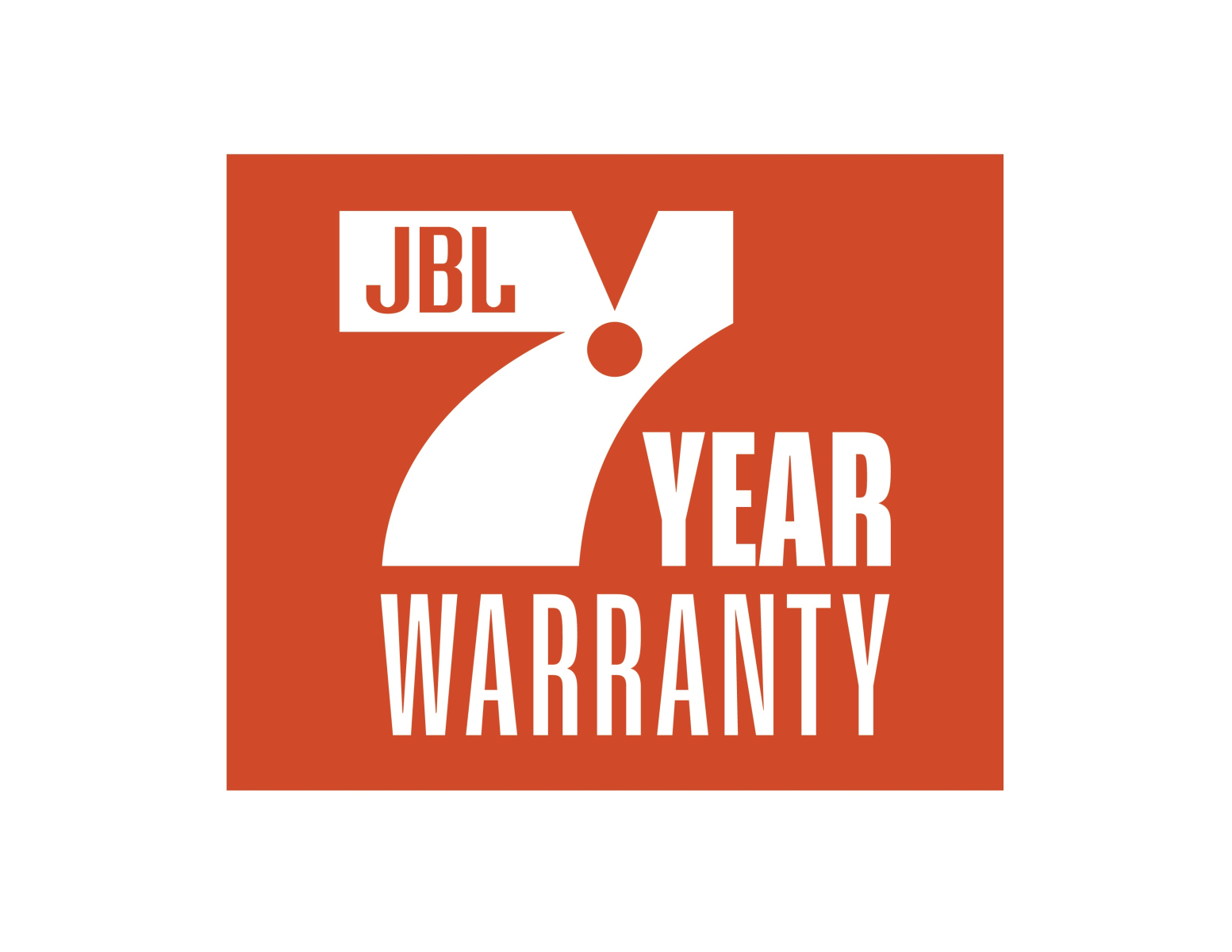 JBL 7 YEAR WARRANTY logo on a red background.