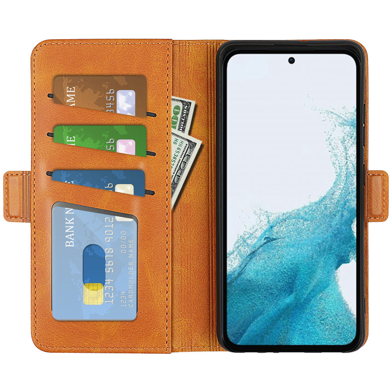 Een telefoonhoesje met een telefoon erin.