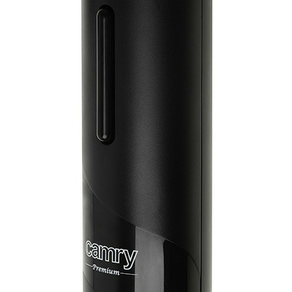 Ein schwarzer Camry-Weinöffner, Nahaufnahme mit sichtbarem Markennamen.
