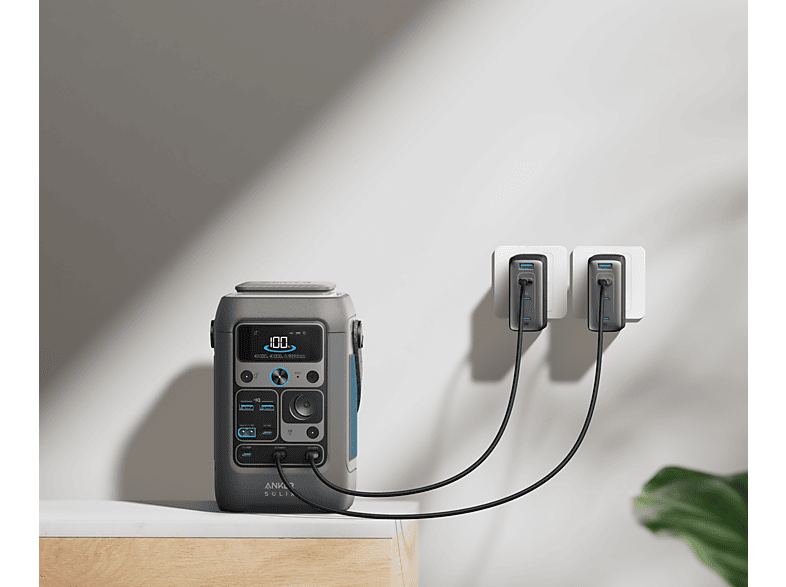 ANKER SOLIX Kit C300X DC + Pannello Solare PS60 – Stazione Portatile 288Wh, 300W, 90.000mAh, 7 Porte, Ricarica Solare 100W, LiFePO4, App Intelligente