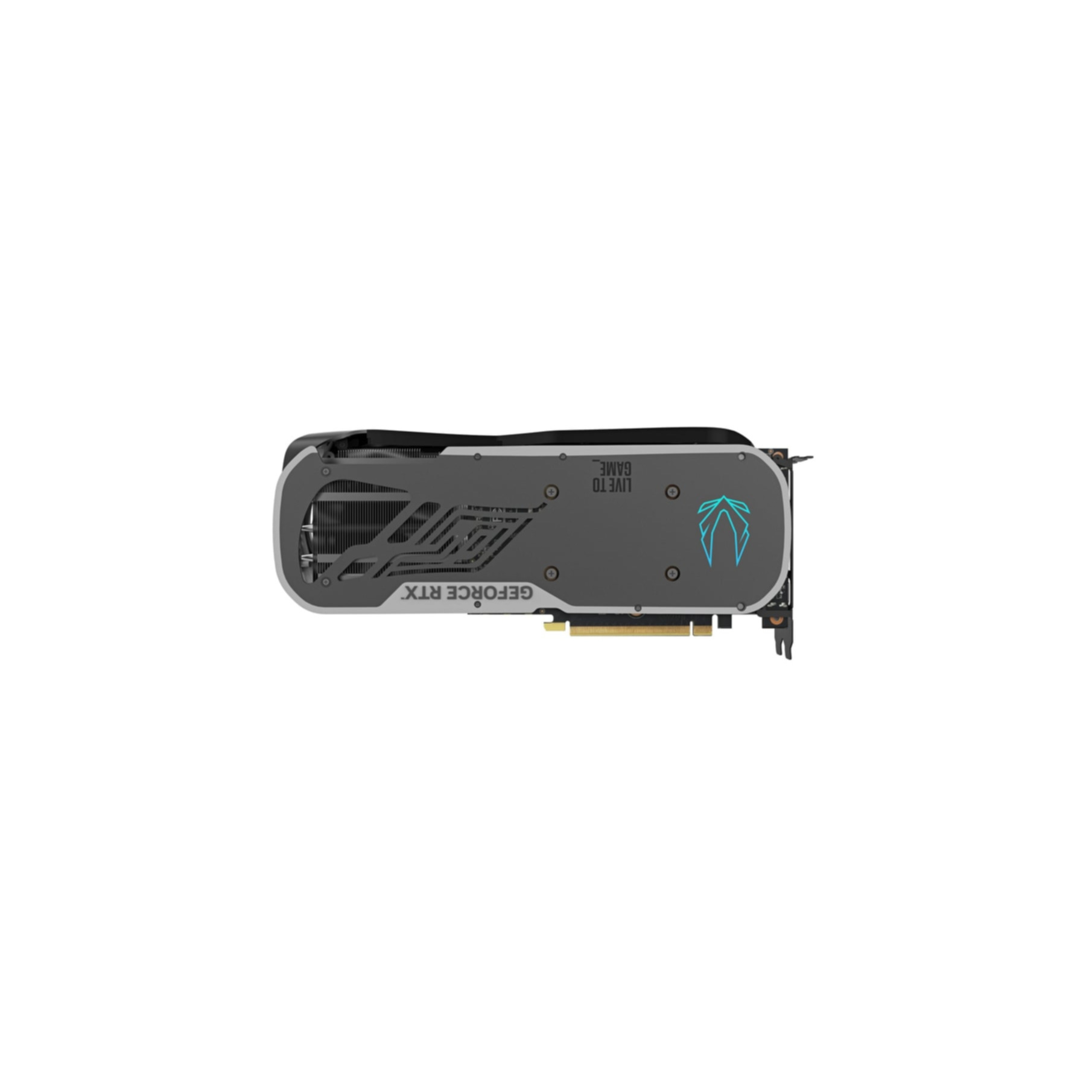 Una scheda grafica nera e argento con il testo 'GEFORCE RTX' e un logo.