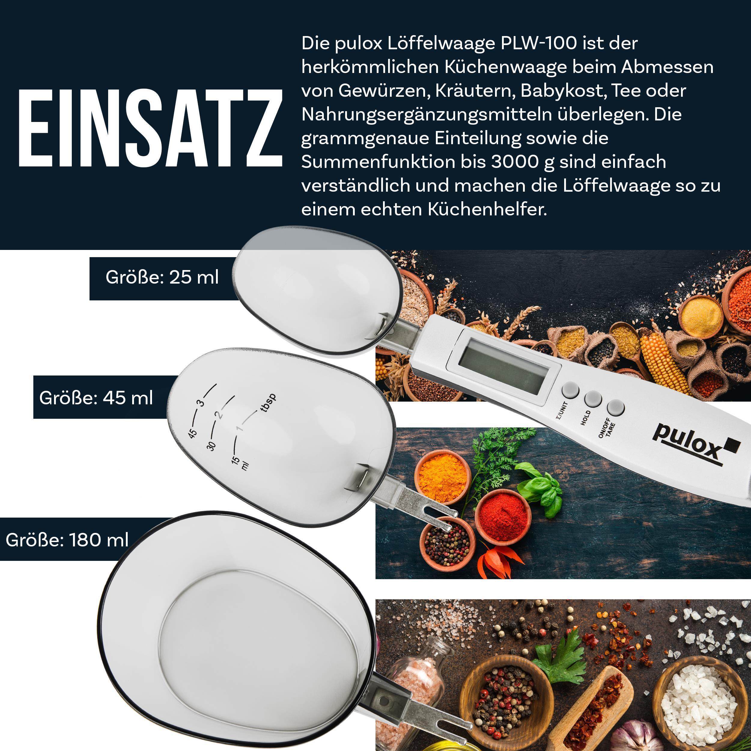 Eine Waage mit Löffeln, die Gewürze und Zutaten zum Kochen misst.