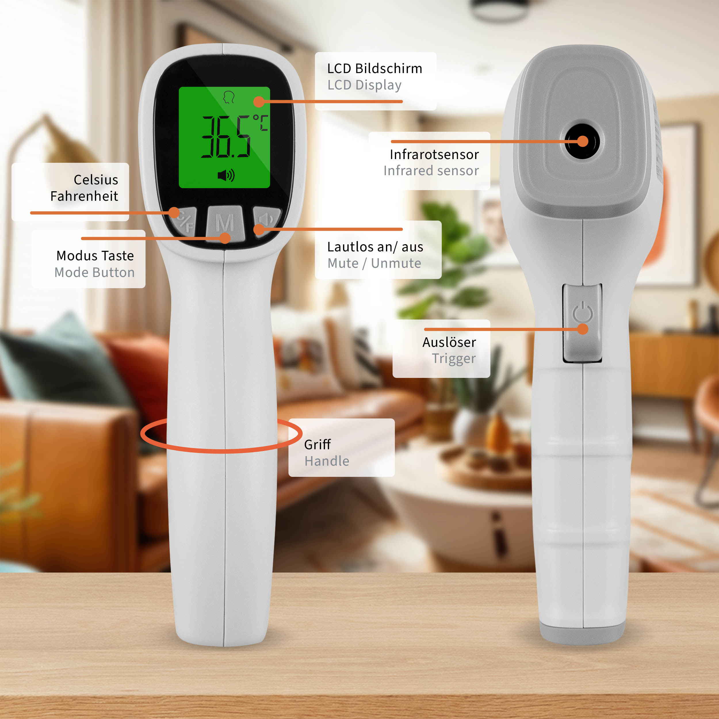 PULOX JPD-FR202 Fieberthermometer (Messart: kontaktlose Infrarotmessung)