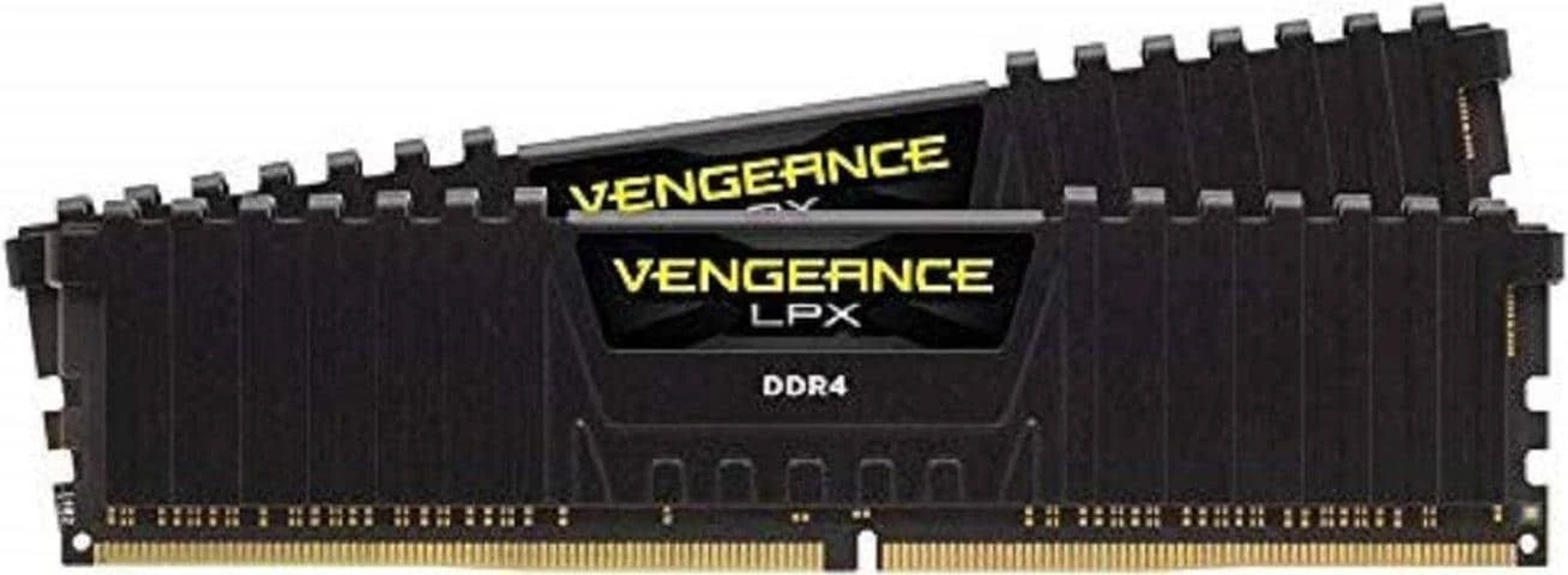 Wiele czarnych kości RAM DDR4 z etykietą Vengeance LPX.