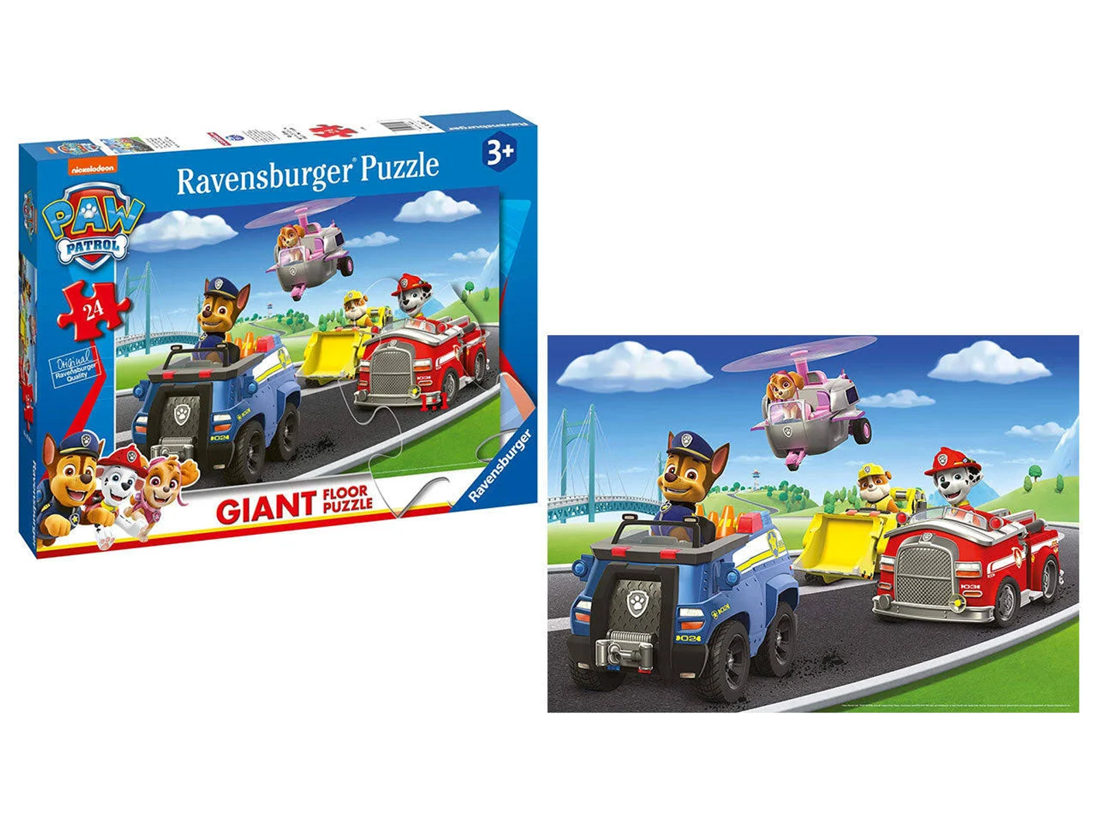 Paw Patrol riesiges Bodenpuzzle mit den Charakteren und der Szene der Show.