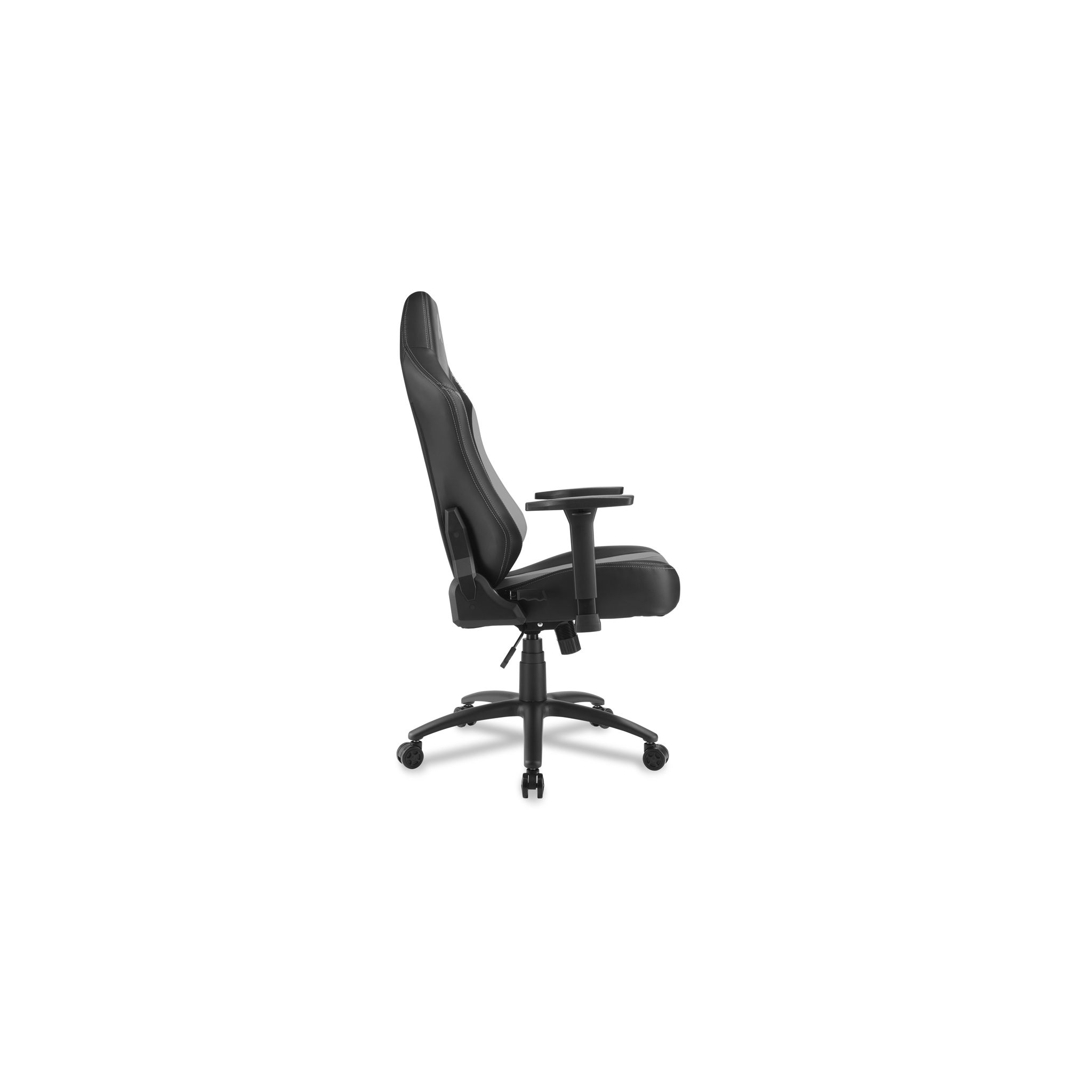 Silla gamer negra, vista lateral.