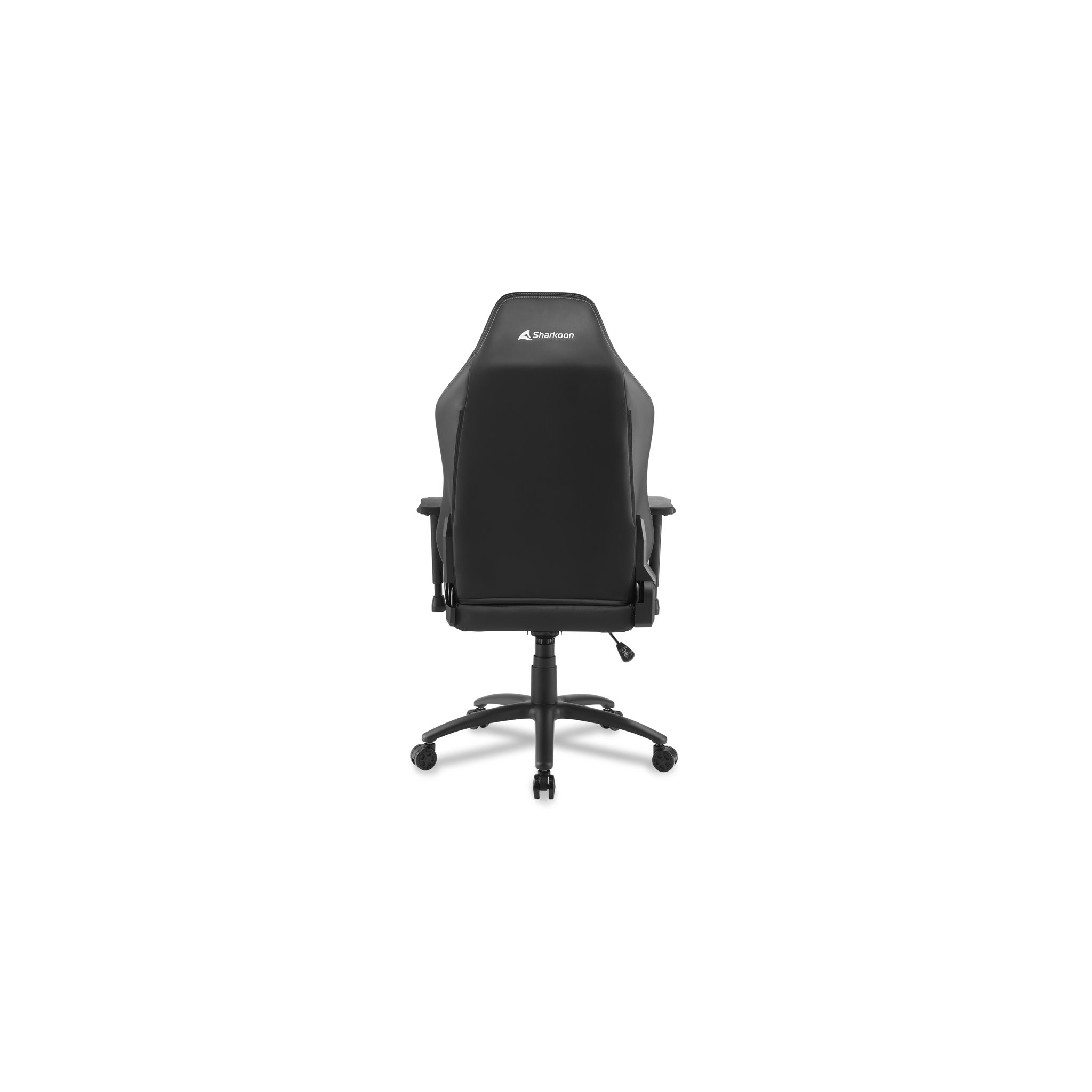 Silla gamer negra, vista trasera.