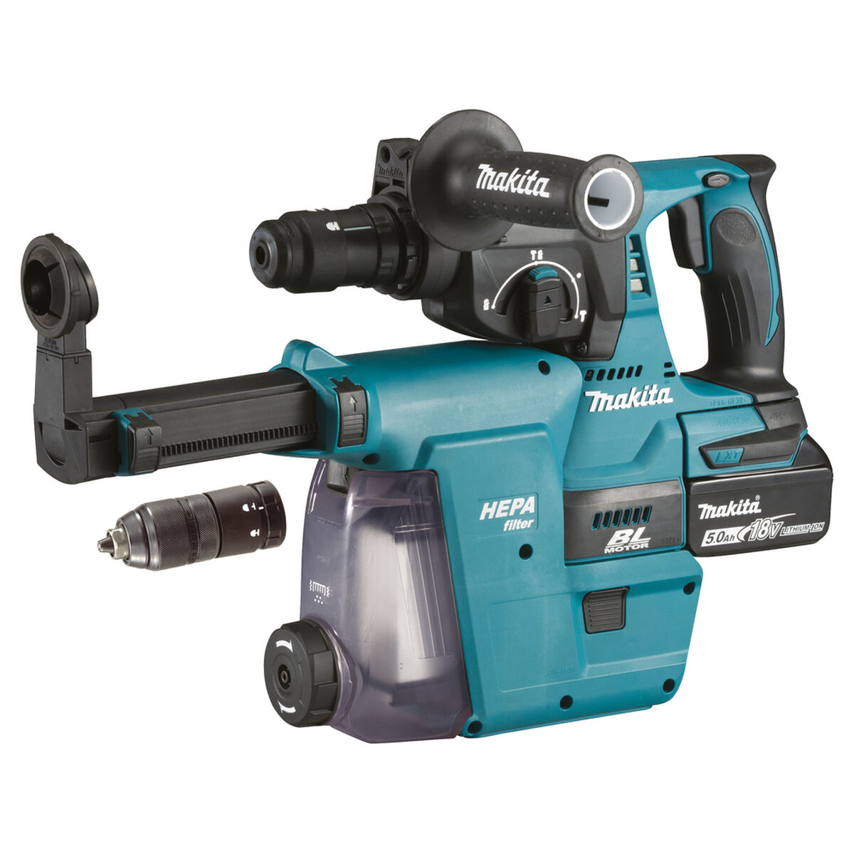 Trapano Makita con filtro HEPA e punta extra.