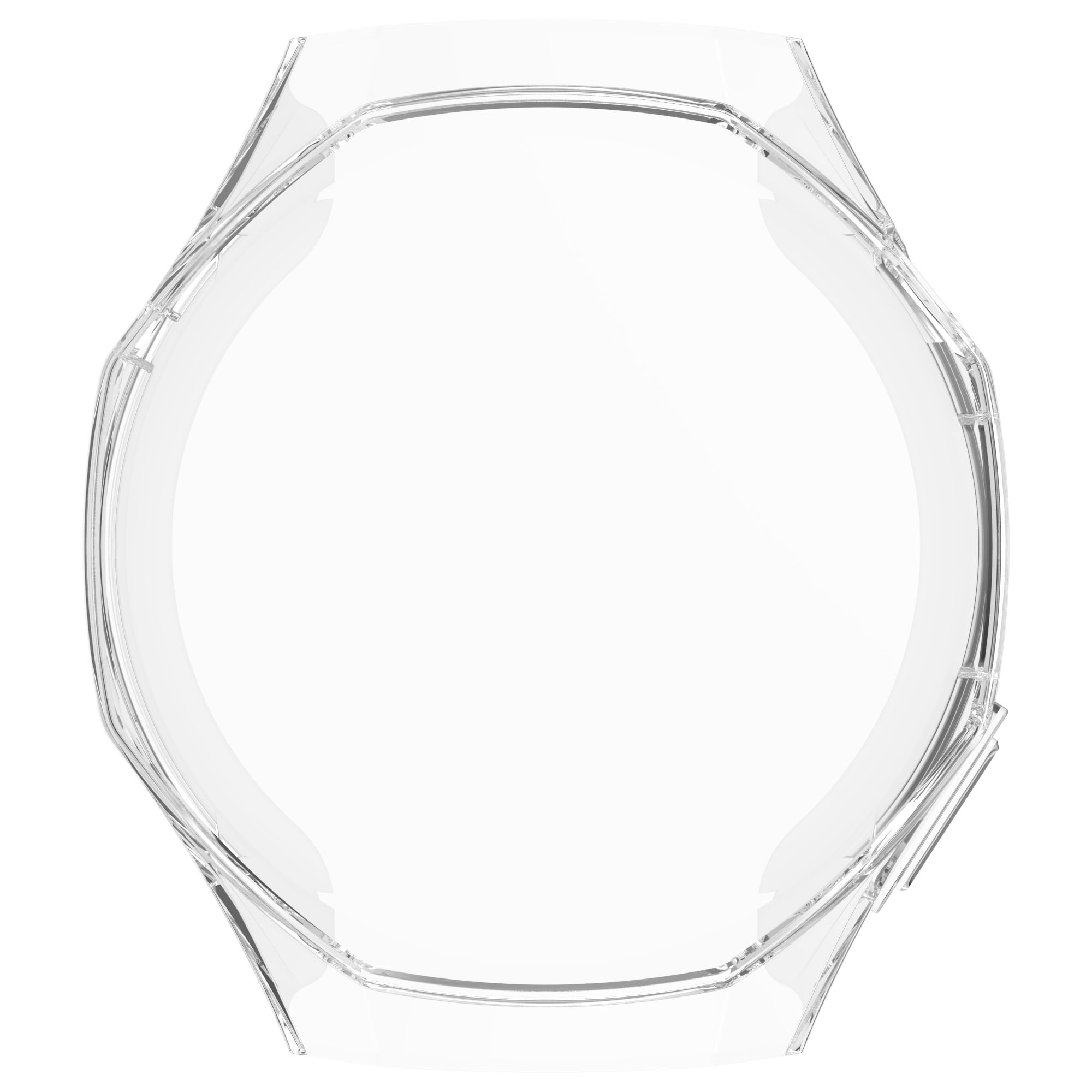 Transparenter Kunststoff-Uhrenschutz. Der Schutz ist klar und hat eine abgerundete Form.
