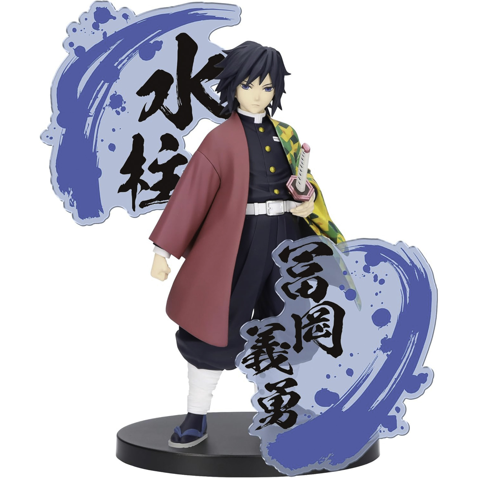 Anime-Figur eines Mannes in rotem Mantel, der ein Schwert trägt. Blauer Hintergrund.