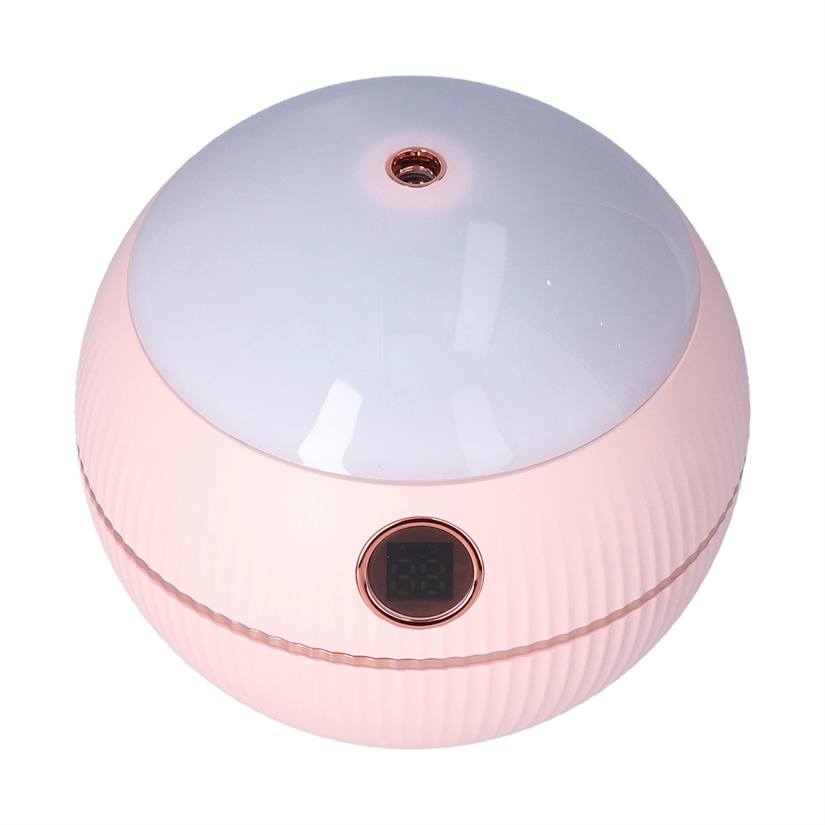 Rosa und weißer Diffusor mit digitaler Anzeige. Der obere Teil ist durchscheinend.