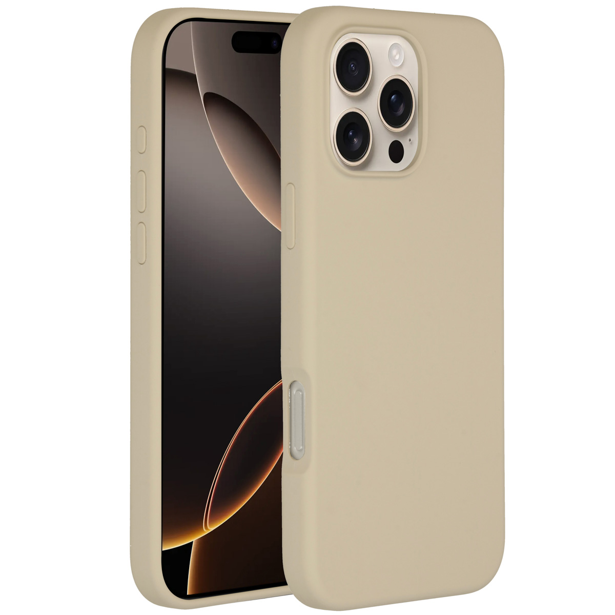 Beige telefoonhoes, tweedelig, beschermend ontwerp, geïsoleerd.