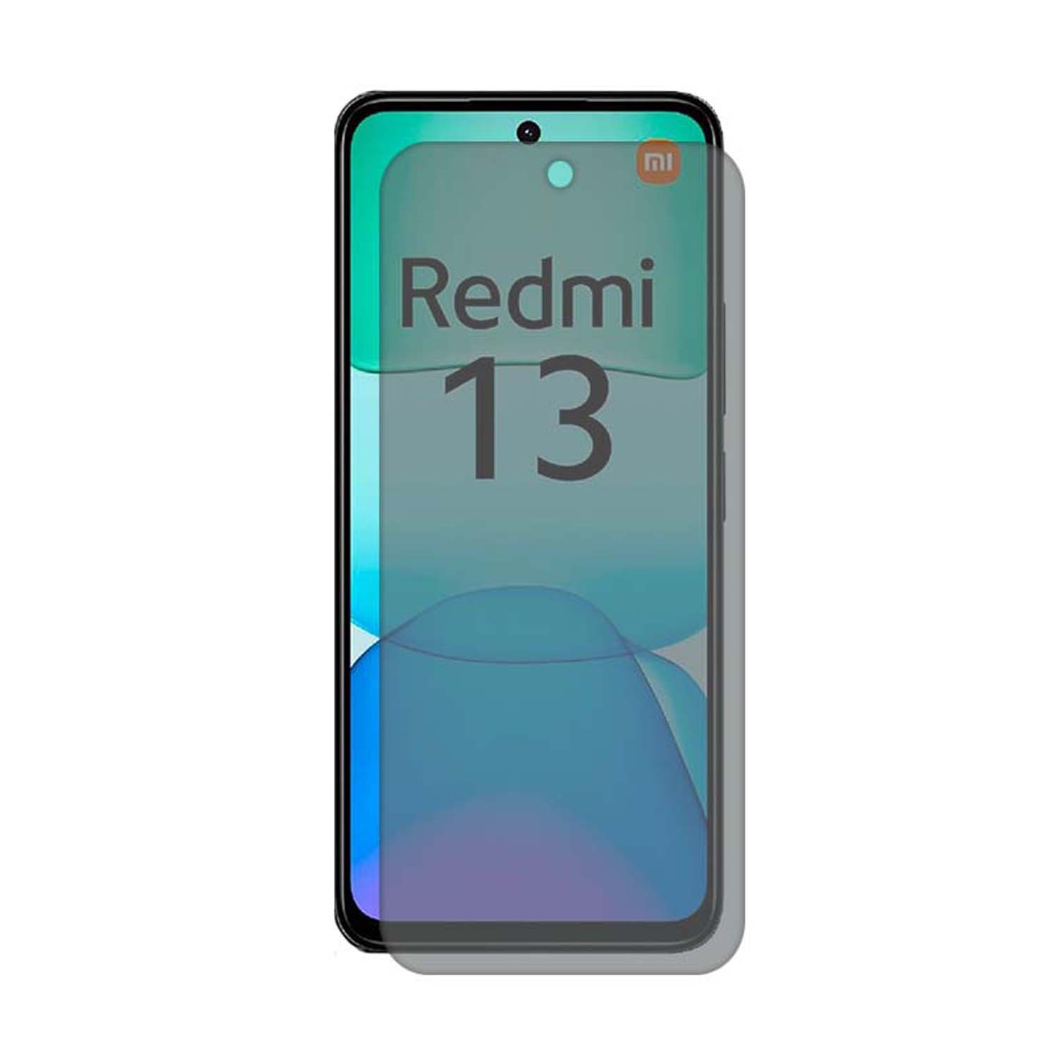 Téléphone Redmi 13 avec protecteur d'écran, avec le logo de la marque dans le coin supérieur droit.