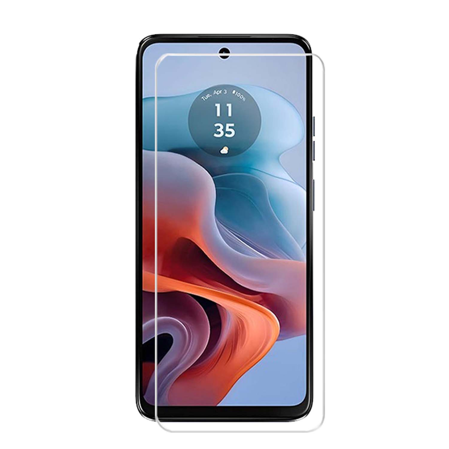 Smartphone met schermbeschermer. Helder glas over het scherm.