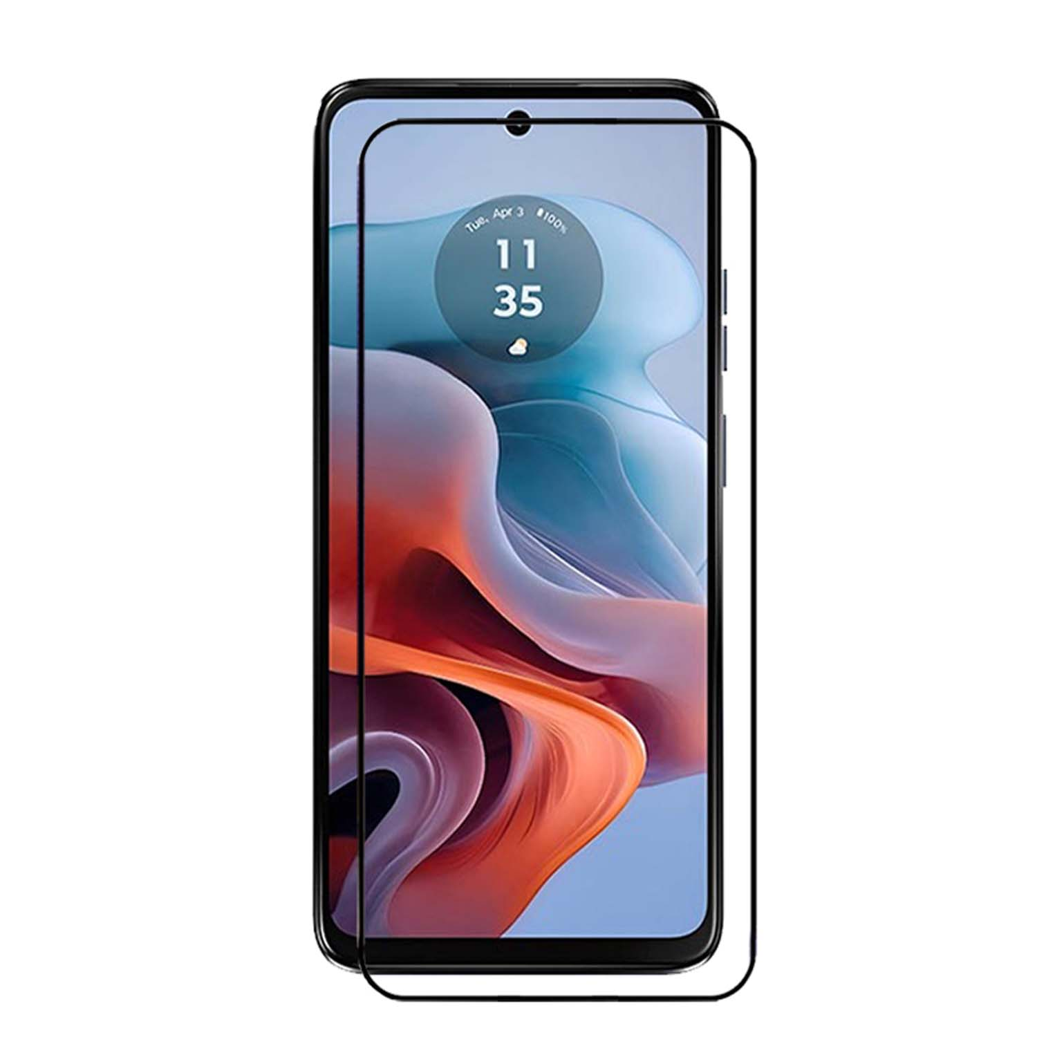 Telefoon met een schermbeschermer. Transparante schermbeschermer bedekt het scherm.