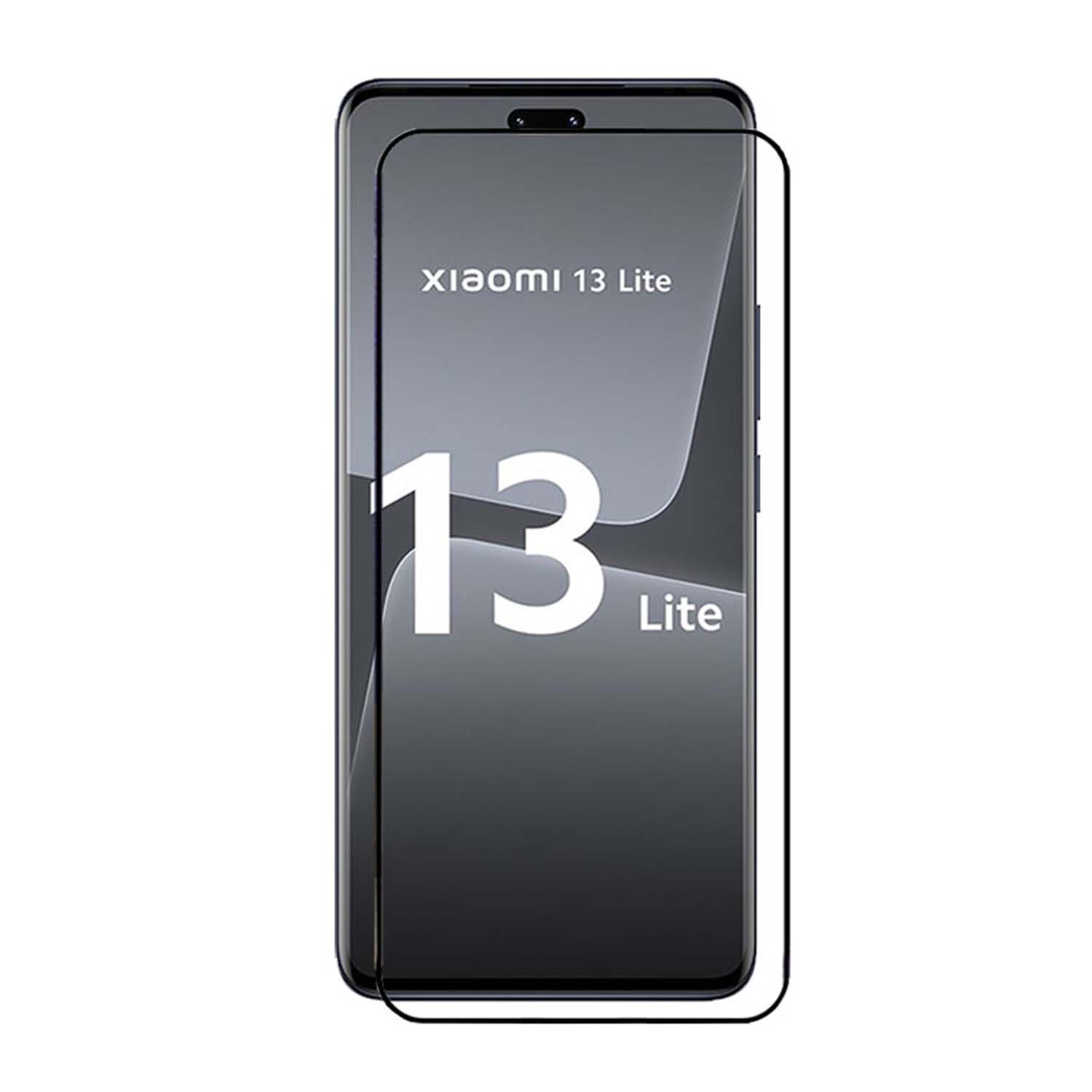 Xiaomi 13 Lite telefoon met een screenprotector. De modelnaam is zichtbaar.