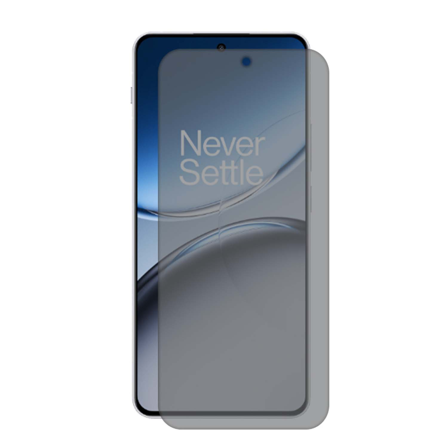 Smartphone met privacy-schermbeschermer. Scherm toont een wazige afbeelding.