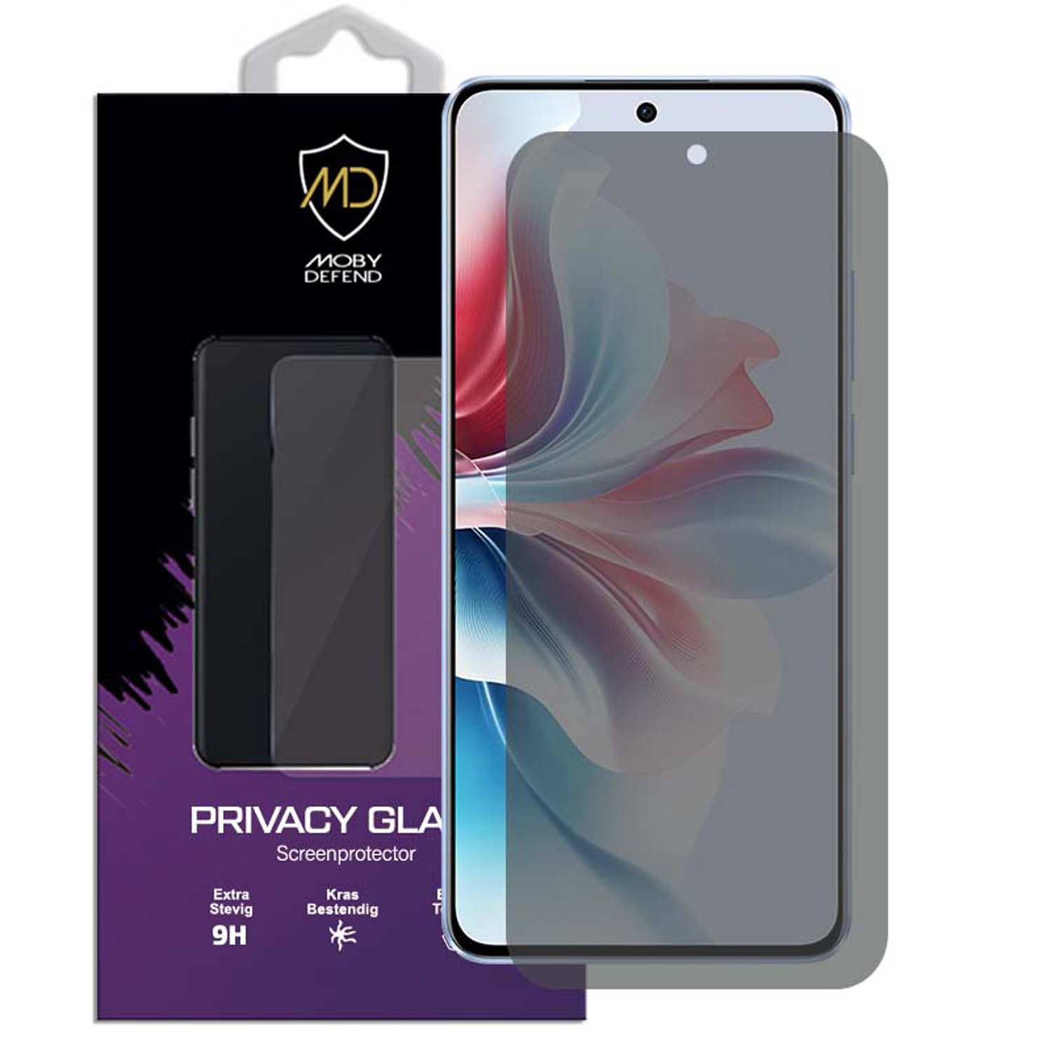Protecteur d'écran en verre de confidentialité et téléphone. Teinte grise.
