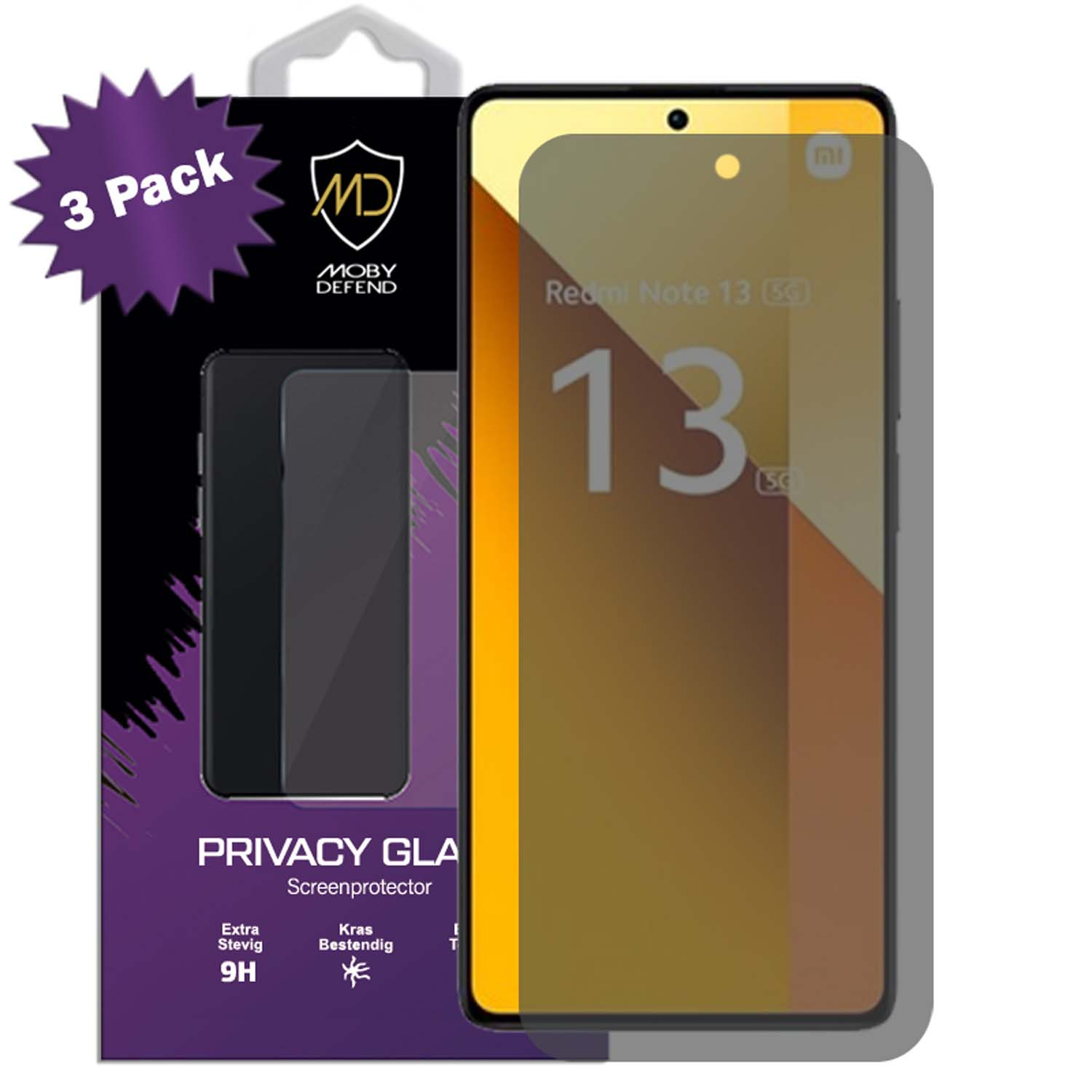 Téléphone avec protecteur d'écran avec les mots Redmi Note 13. Pack de 3.