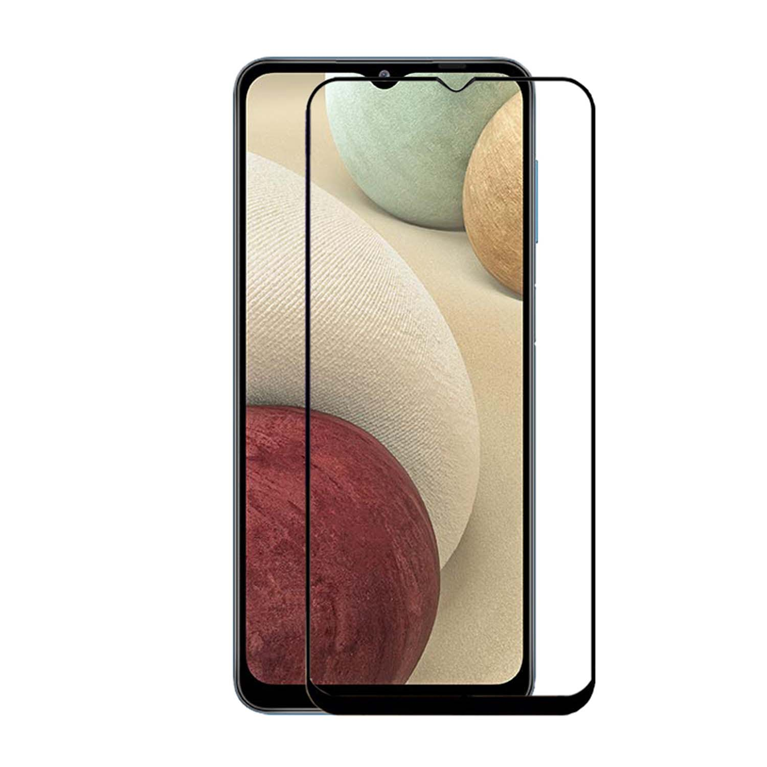 Protecteur d'écran sur un téléphone. Sphères blanches, rouges et jaunes sur l'écran.