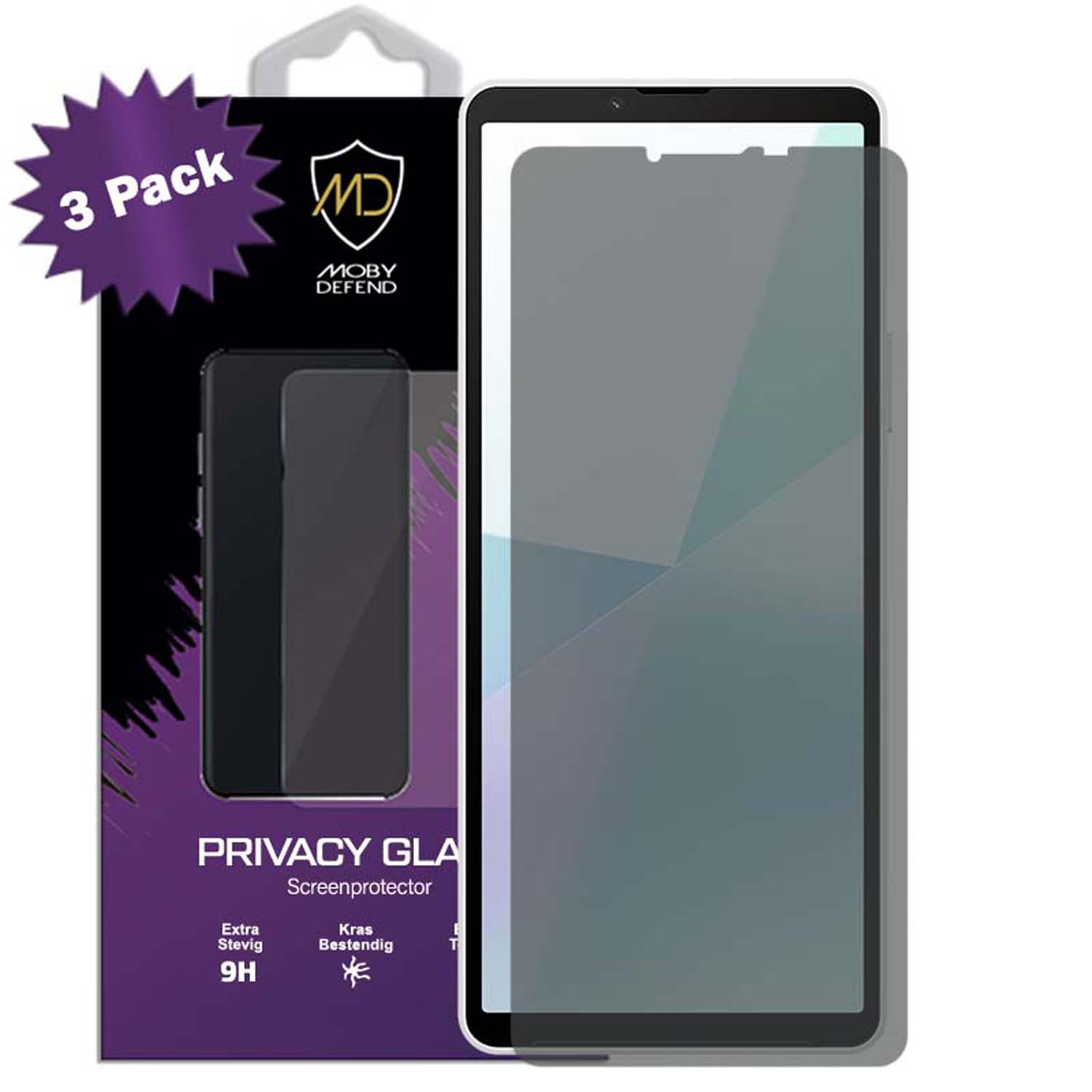 Protecteur d'écran triple, écran de téléphone, boîte noire et blanche, étoile violette.