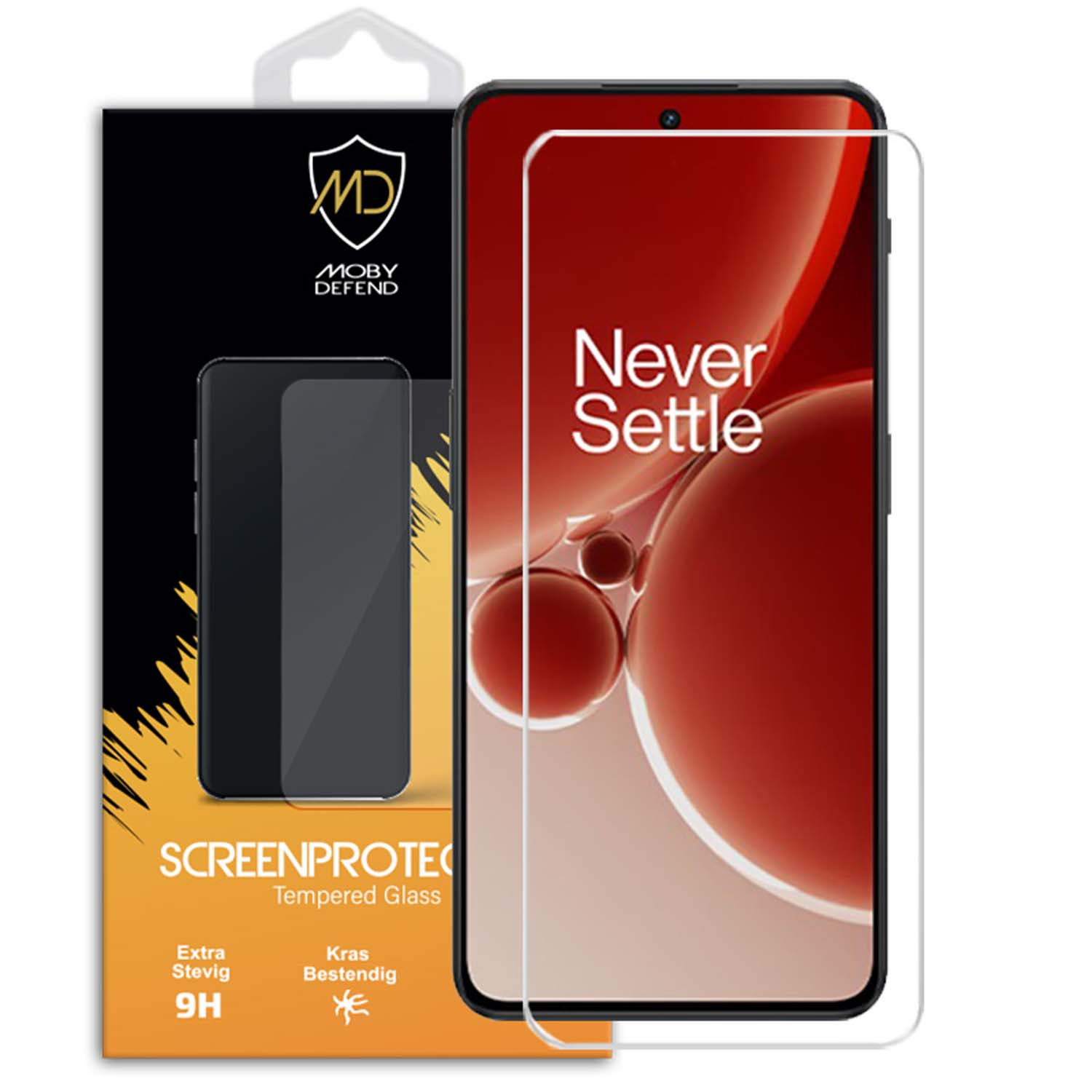 Protecteur d'écran pour téléphone. Boîte avec image et texte du téléphone. Téléphone avec protecteur.