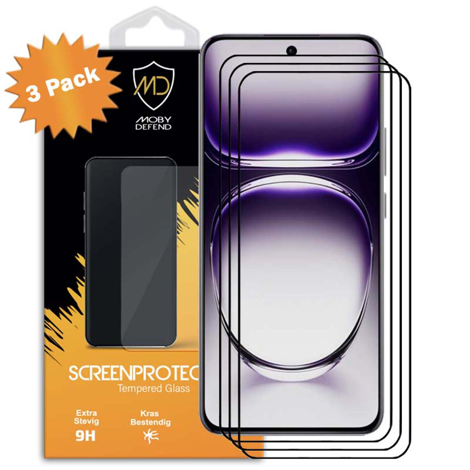 Protecteurs d'écran pour téléphone en pack de 3, avec une image violette.