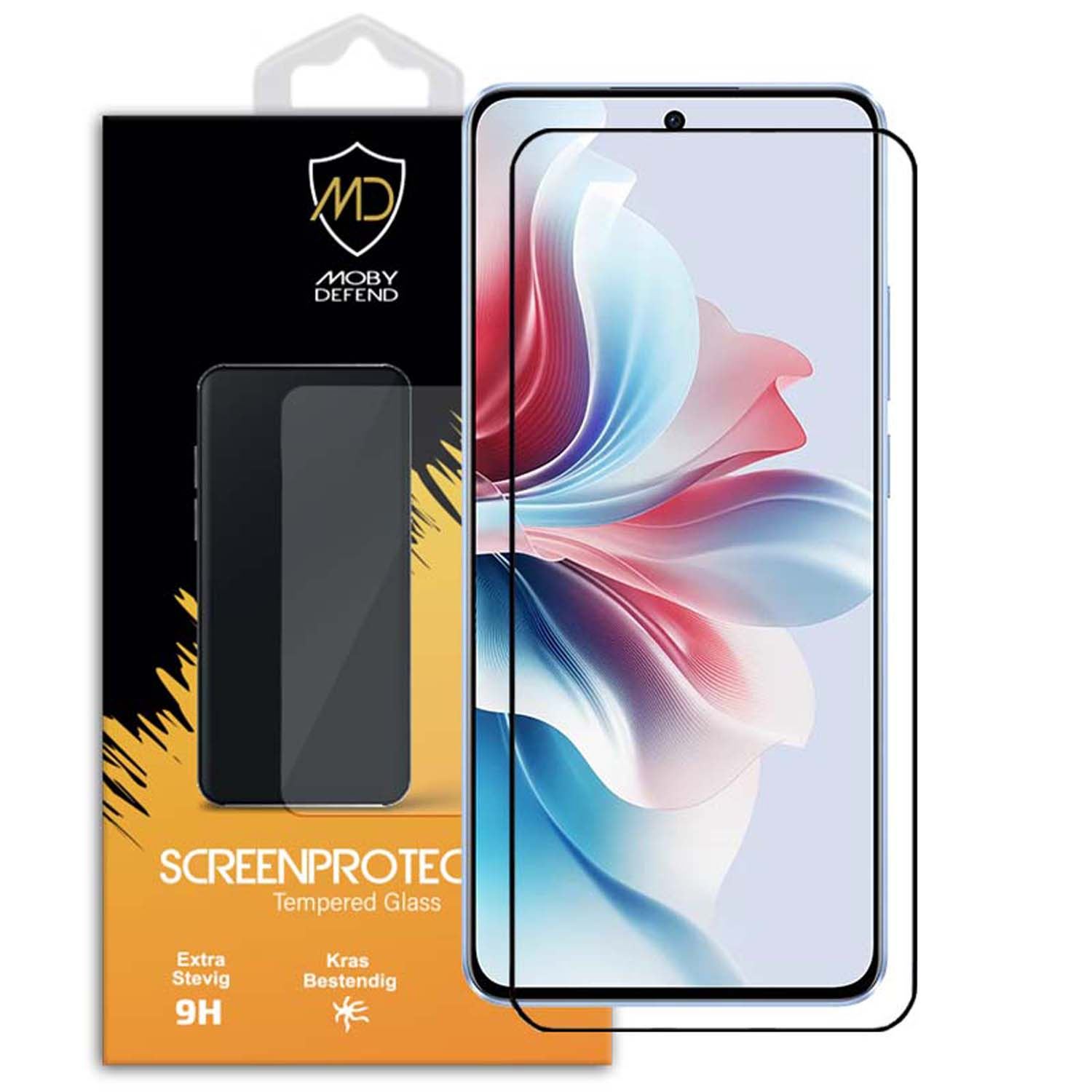 Protecteur d'écran pour téléphone avec le logo de la marque et l'image du téléphone.