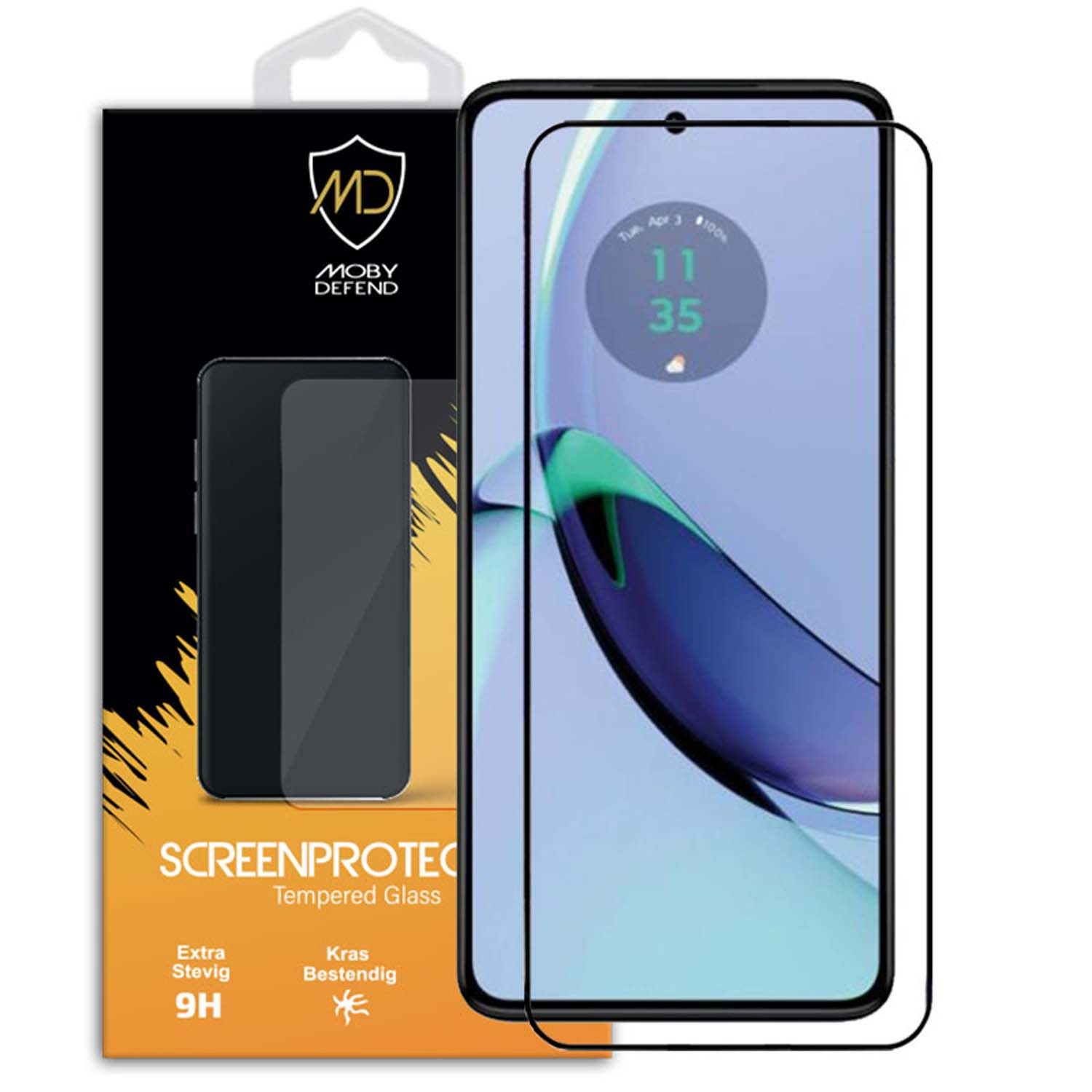 Protecteur d'écran pour téléphone Motorola avec le logo de la marque et image du téléphone.
