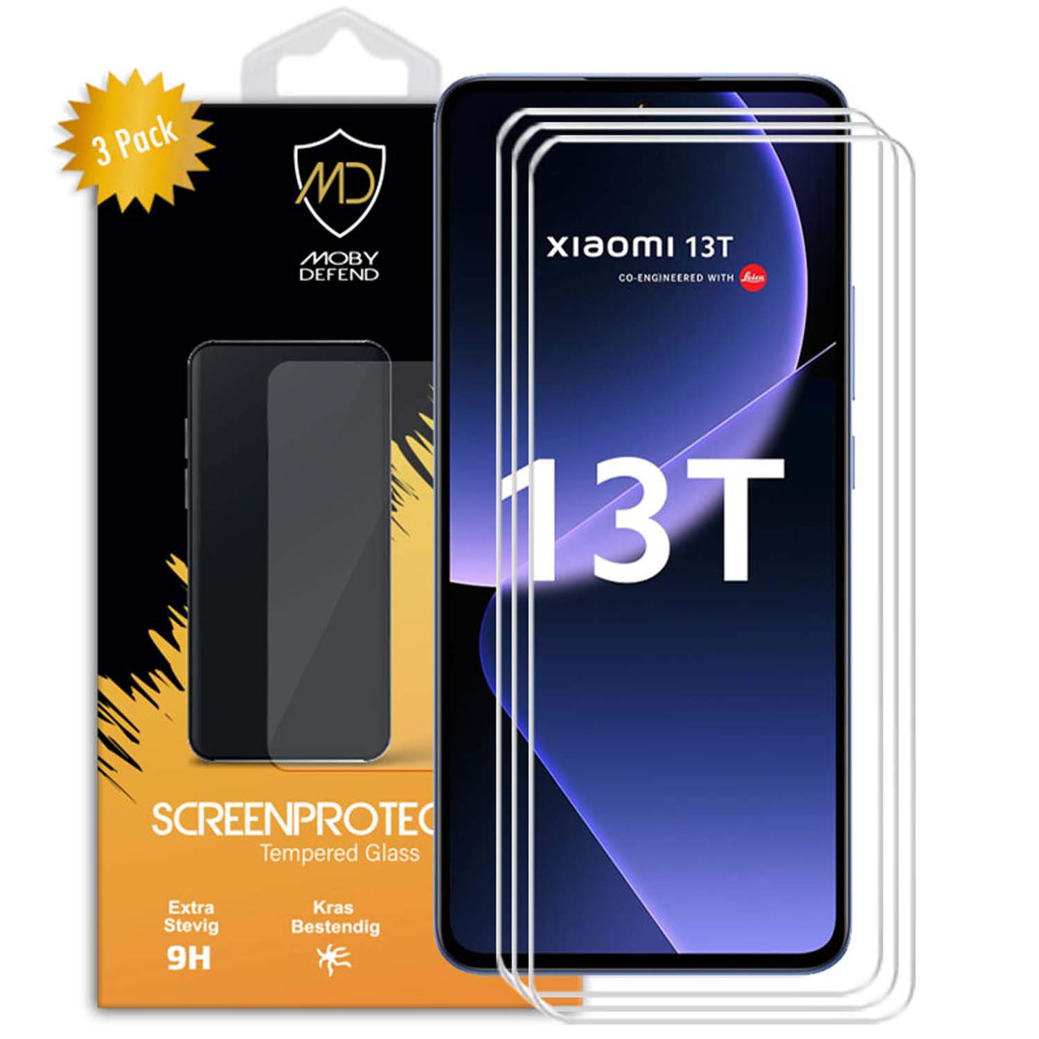 Boîte avec protecteur d'écran pour Xiaomi 13T, protecteur d'écran sur le téléphone.