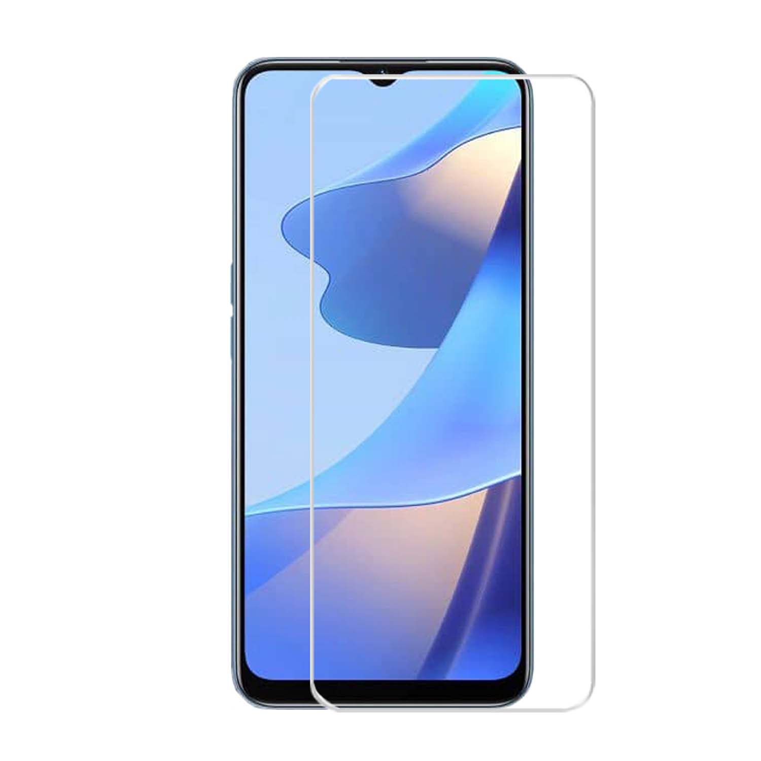 Téléphone avec un protecteur d'écran. Le protecteur d'écran transparent est sur un téléphone avec un fond bleu.