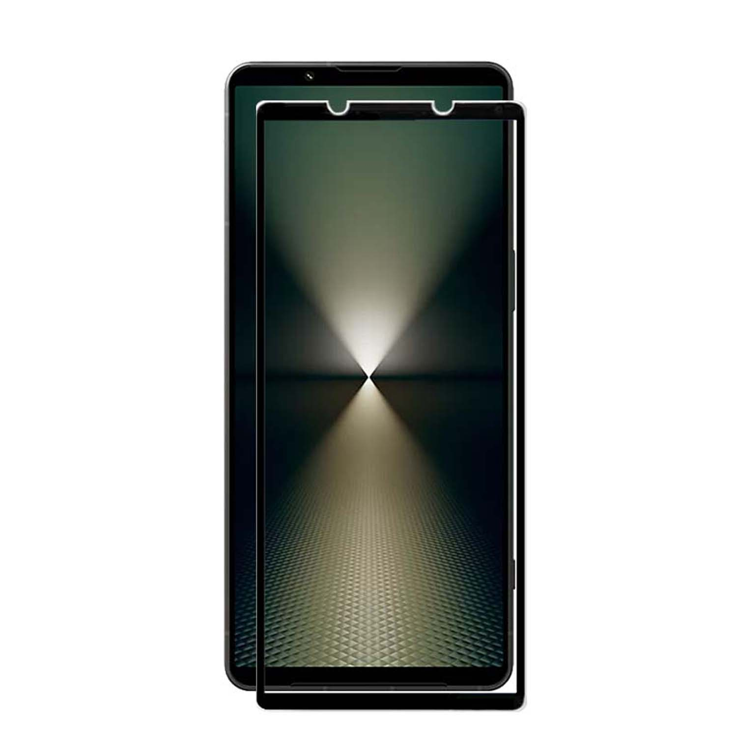 Een telefoon met een schermbeschermer. Het scherm toont een verloop.