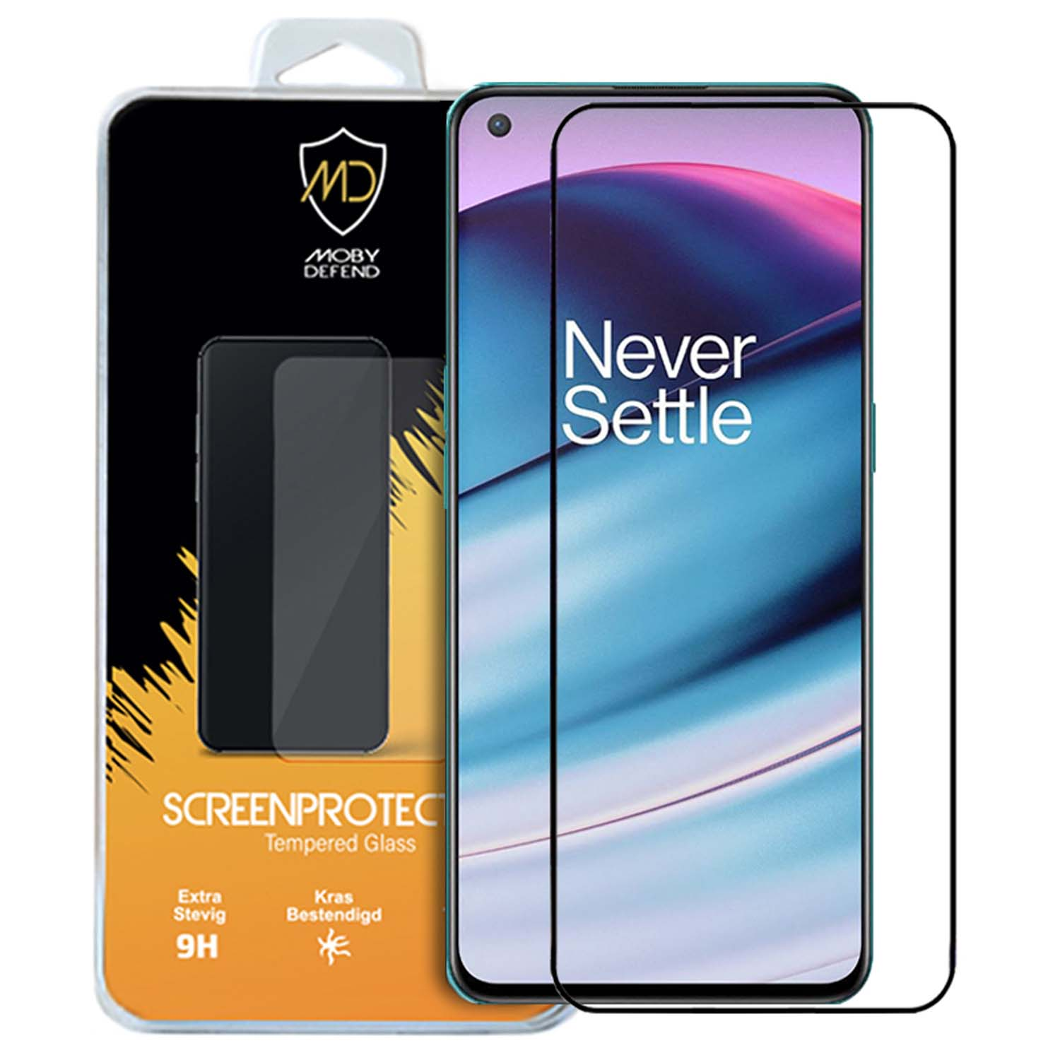 Protecteur d'écran de téléphone OnePlus. La boîte est orange et noire.