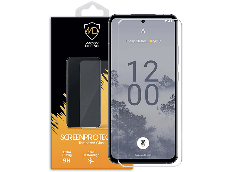 MOBYDEFEND CaseFriendly Screensaver Gehard Glas Voor Nokia X30