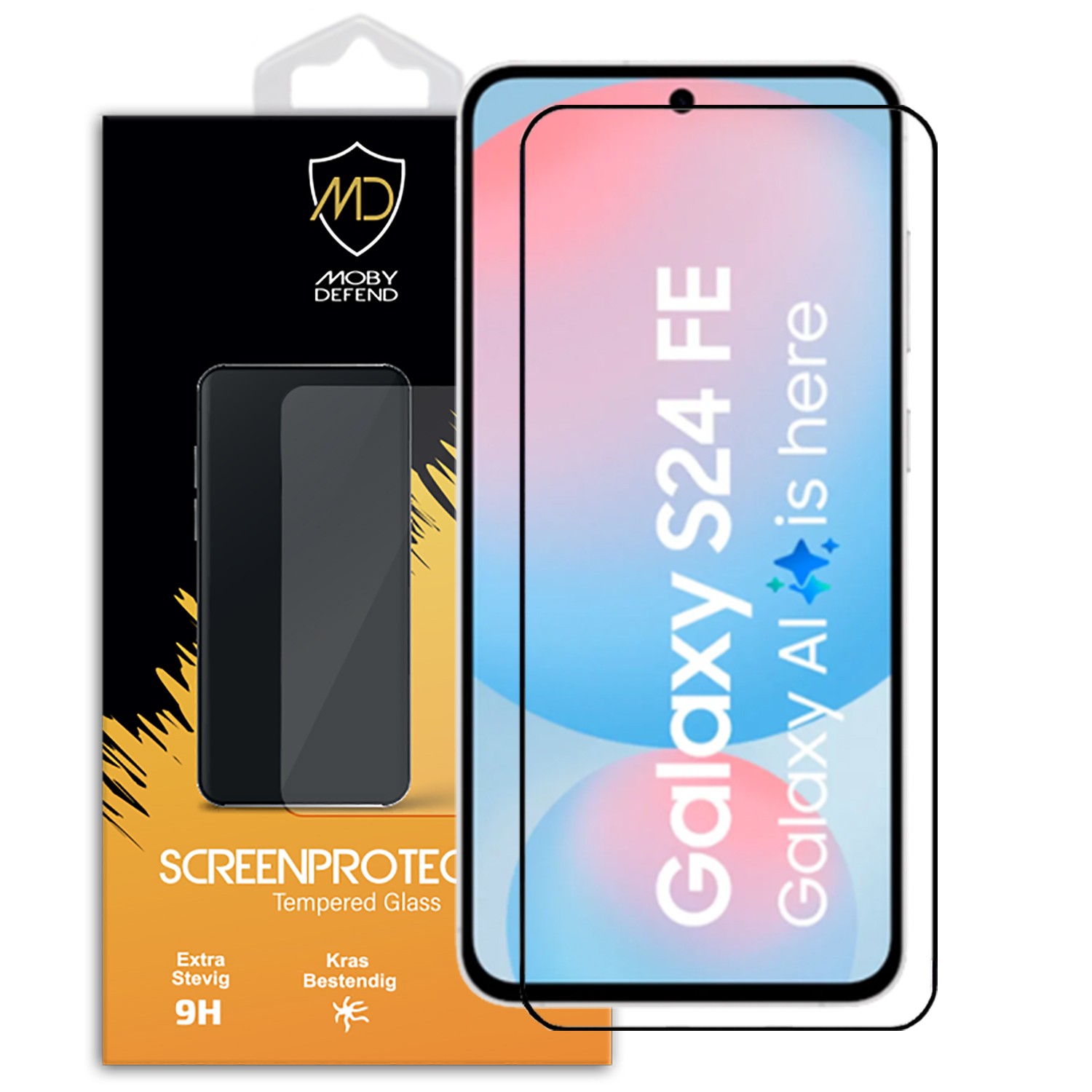 Kit protecteur d'écran. Écran de téléphone avec texte et film protecteur. Emballage en arrière-plan.