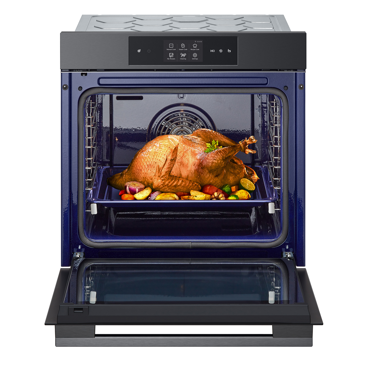Horno a vapor - LG WSED7665B, Pirolítico, 76 l, 59,2 cm, Acero negro mate