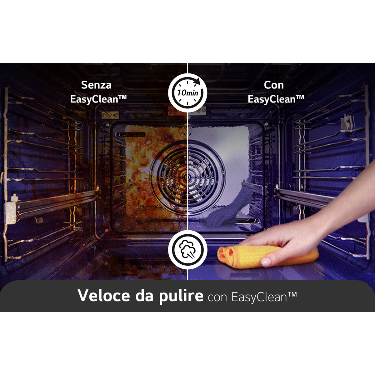 Horno a vapor - LG WSED7665B, Pirolítico, 76 l, 59,2 cm, Acero negro mate