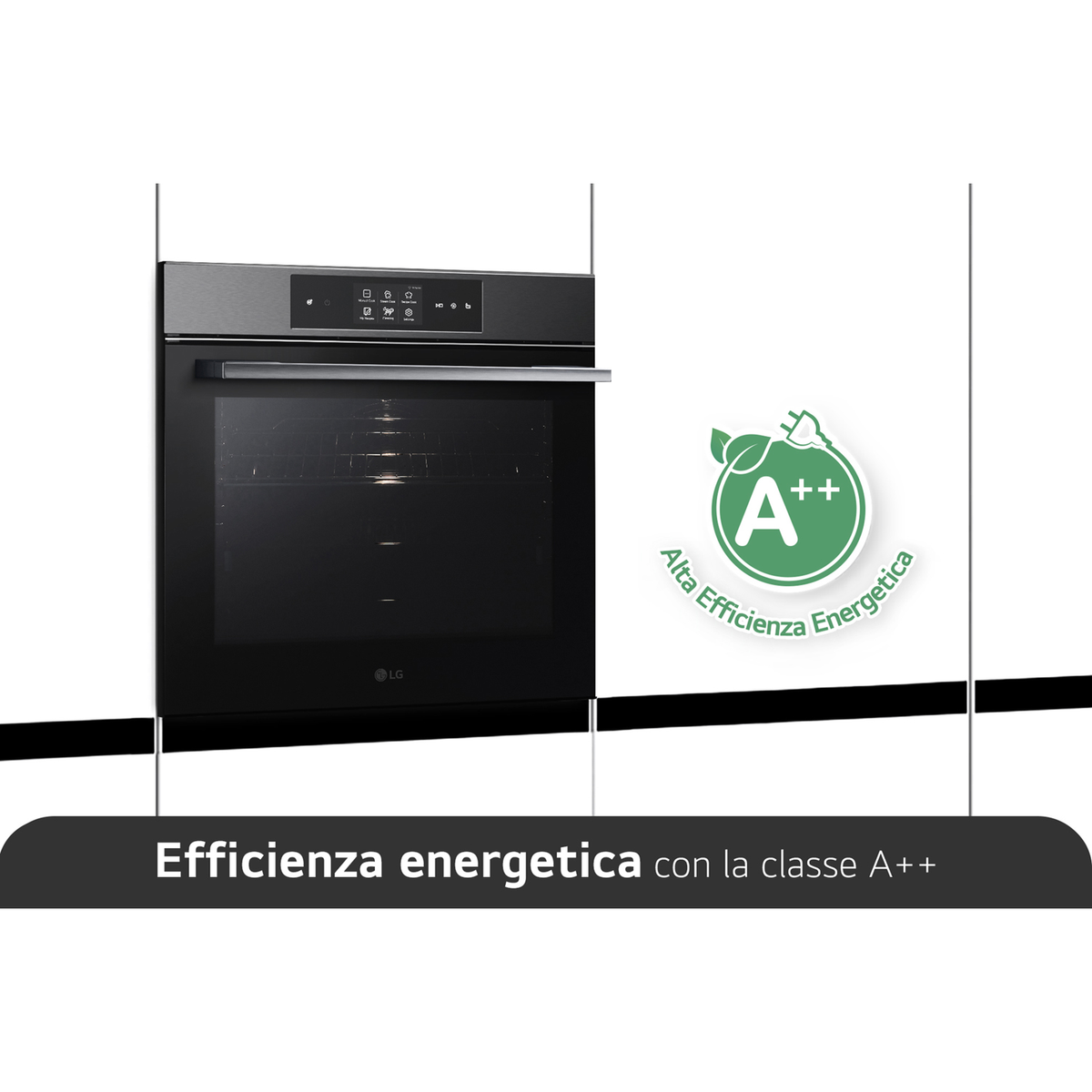 Horno a vapor - LG WSED7665B, Pirolítico, 76 l, 59,2 cm, Acero negro mate
